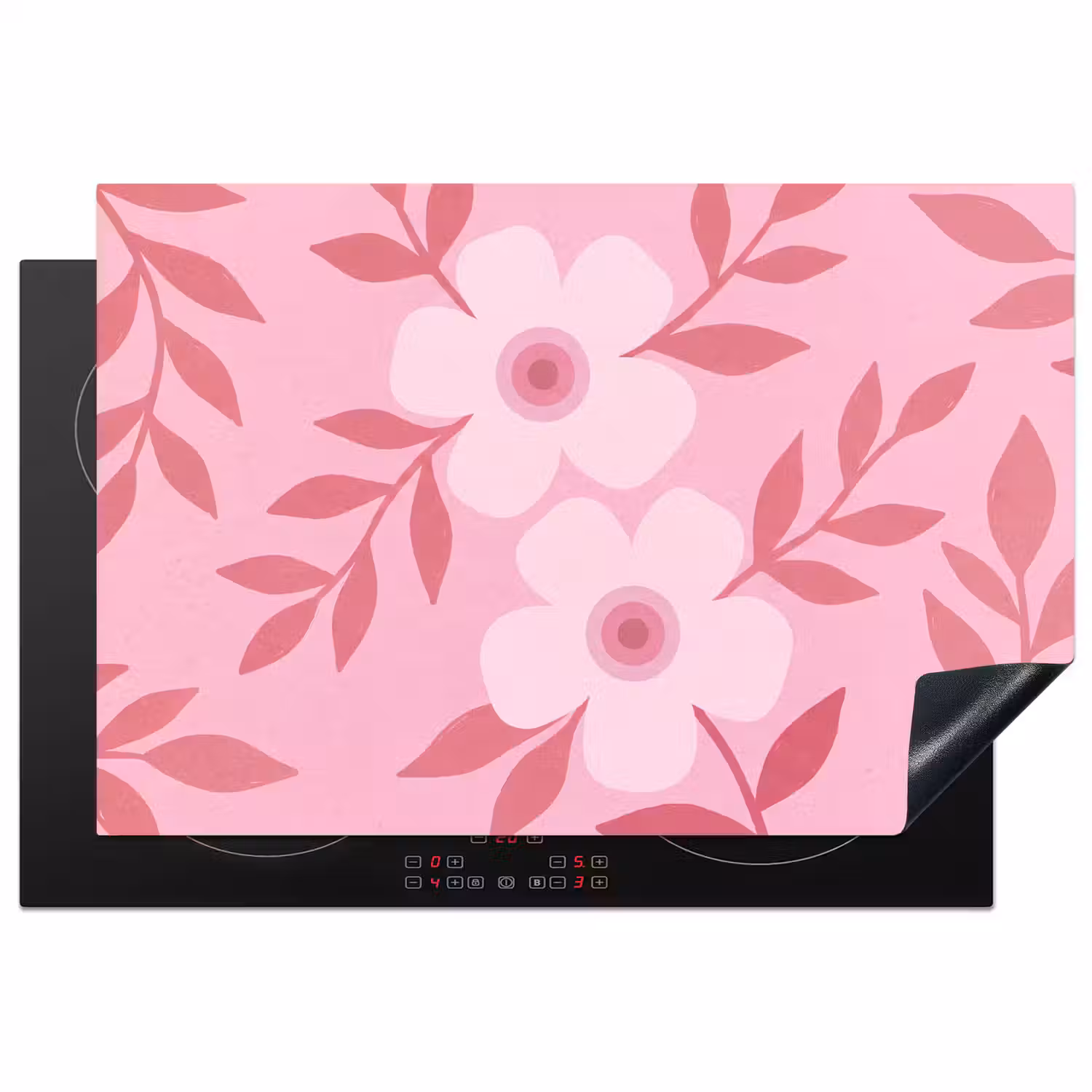 Bloemen - Abstract - Modern - Roze - Natuur Inductie beschermer vinyl 3mm klein -3d