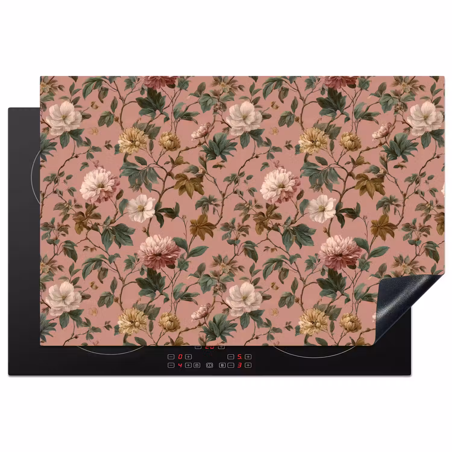 Bloemen - Klassiek - Roze Inductie beschermer vinyl 3mm klein 276 -3d
