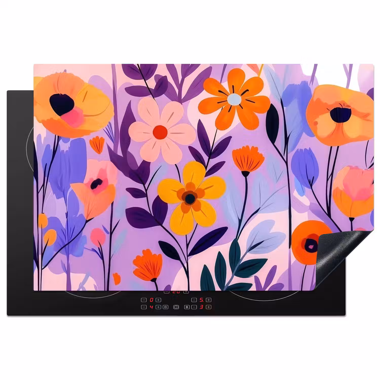 Bloemen - Kleurrijk - Bladeren Inductie beschermer vinyl 3mm klein -3d