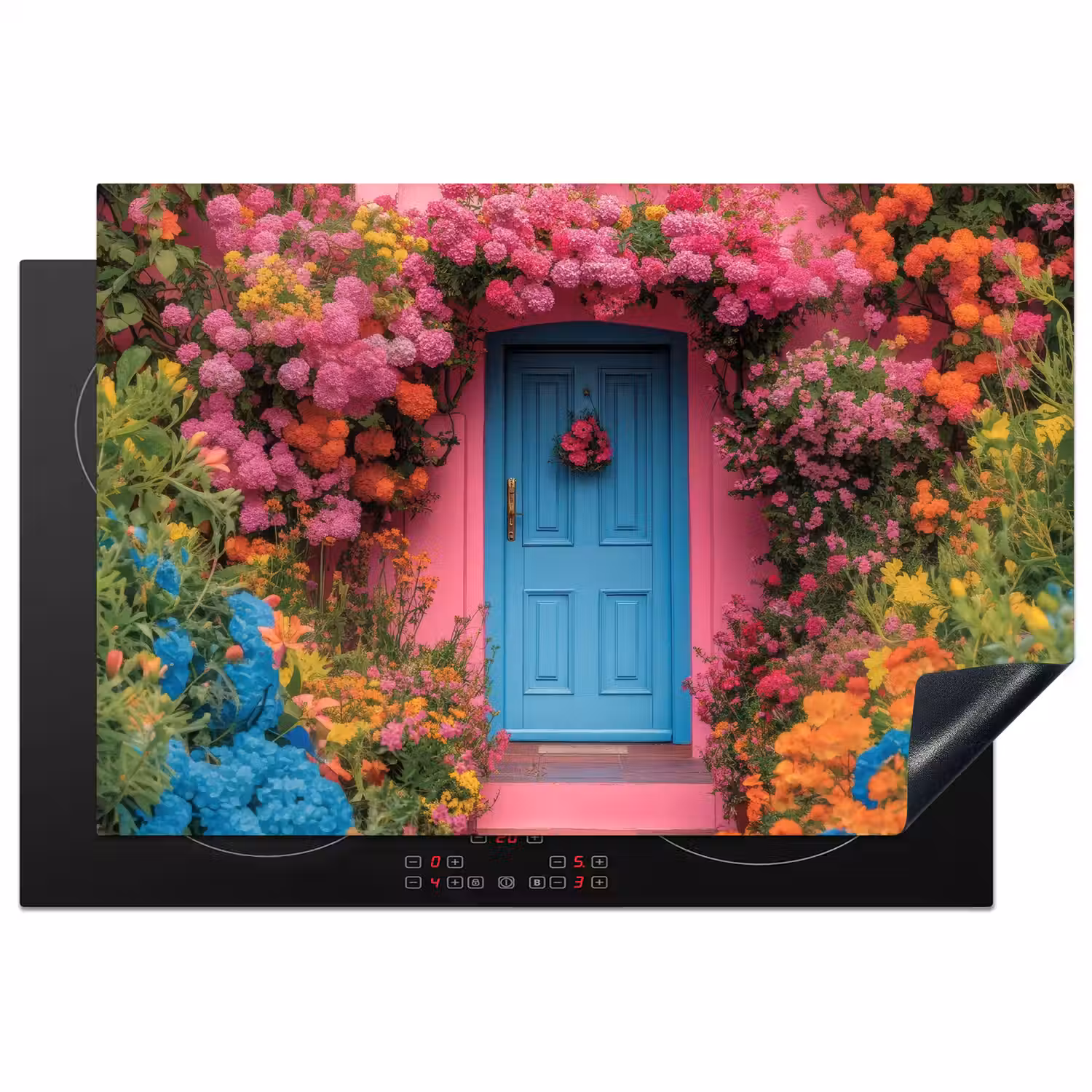 Bloemen - Deur - Roze Inductie beschermer vinyl 3mm klein -3d