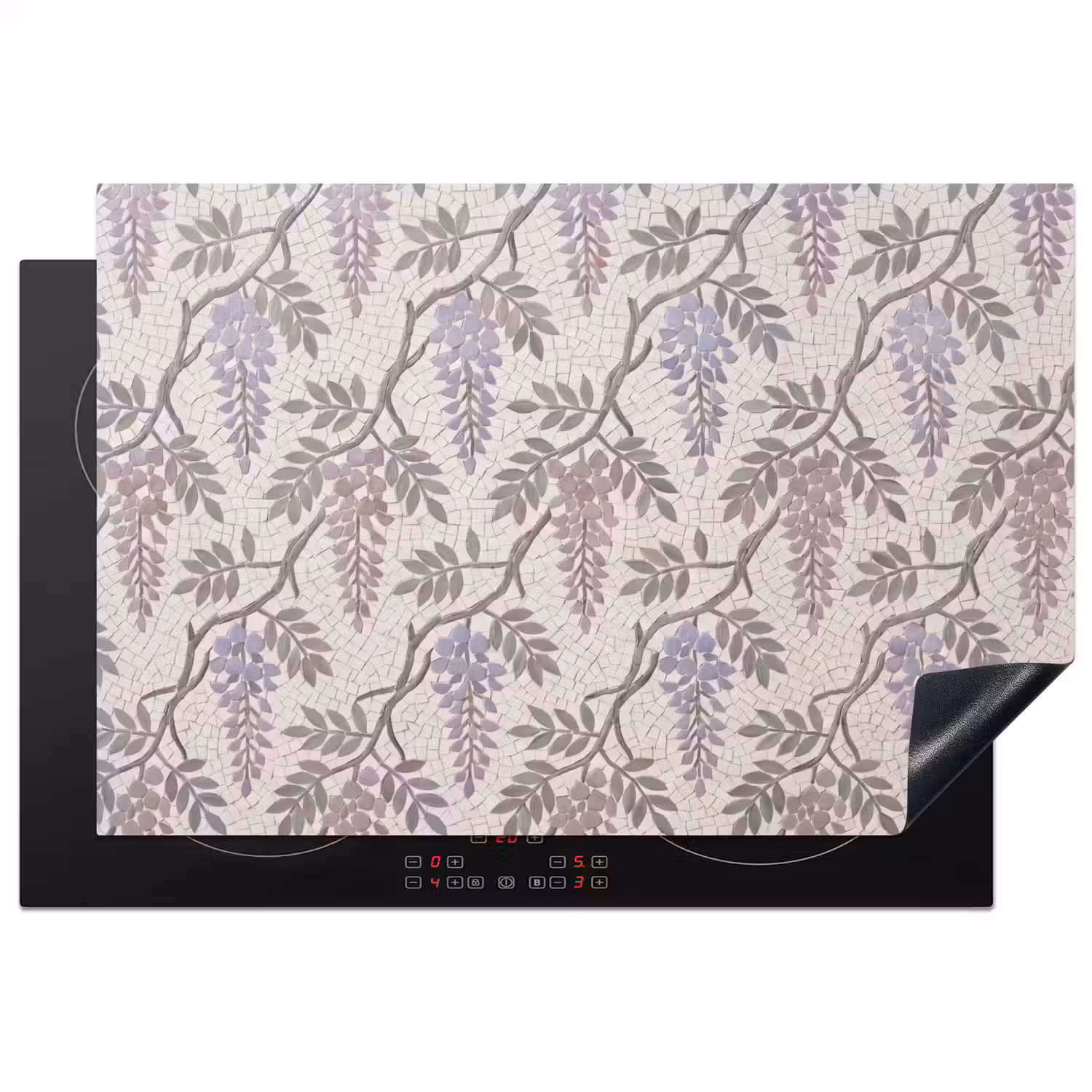 Bloemen - Mozaïek - Natuur - Patroon - Paars Inductie beschermer vinyl 3mm klein -3d