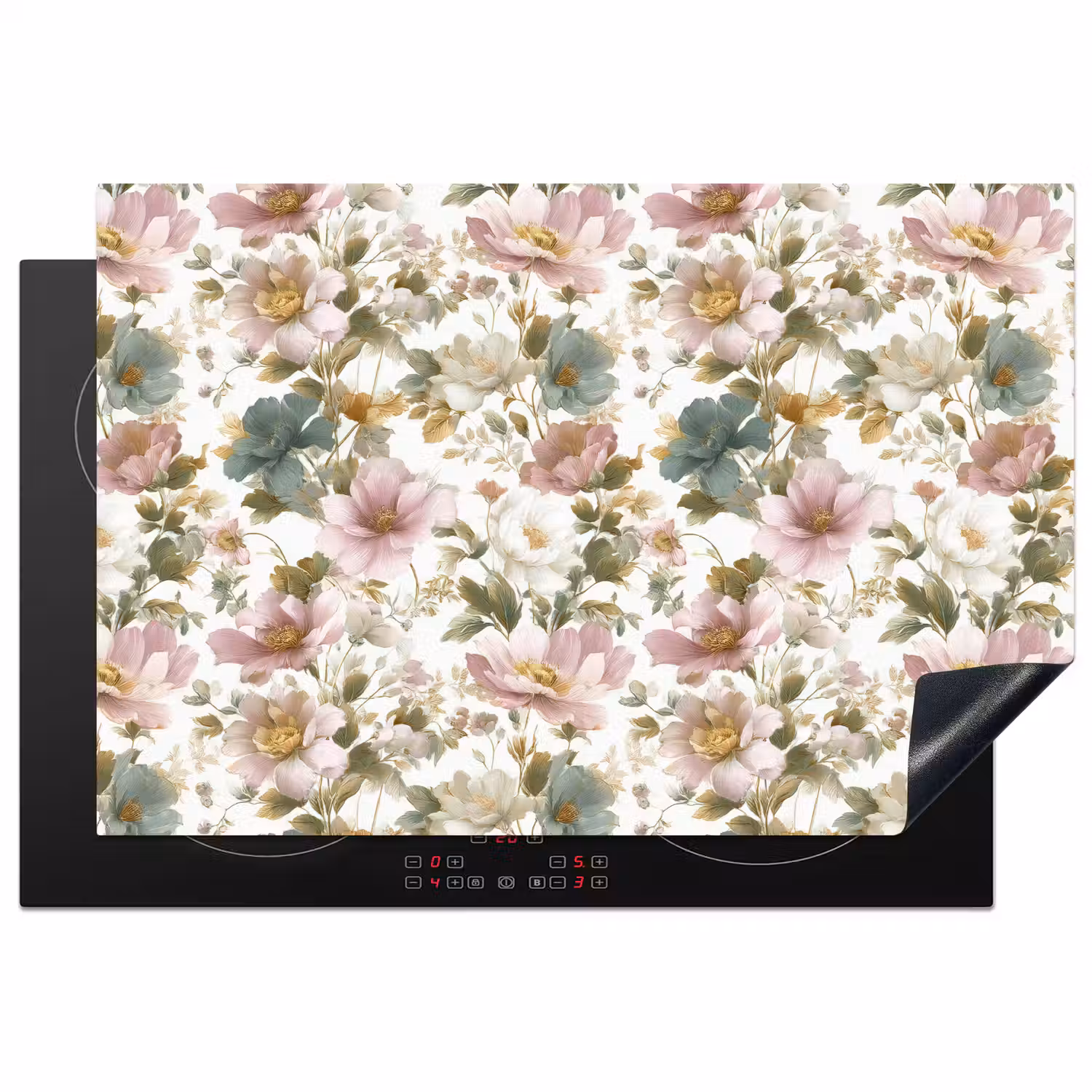 Bloemen - Patroon - Pastel Inductie beschermer vinyl 3mm klein 276 -3d