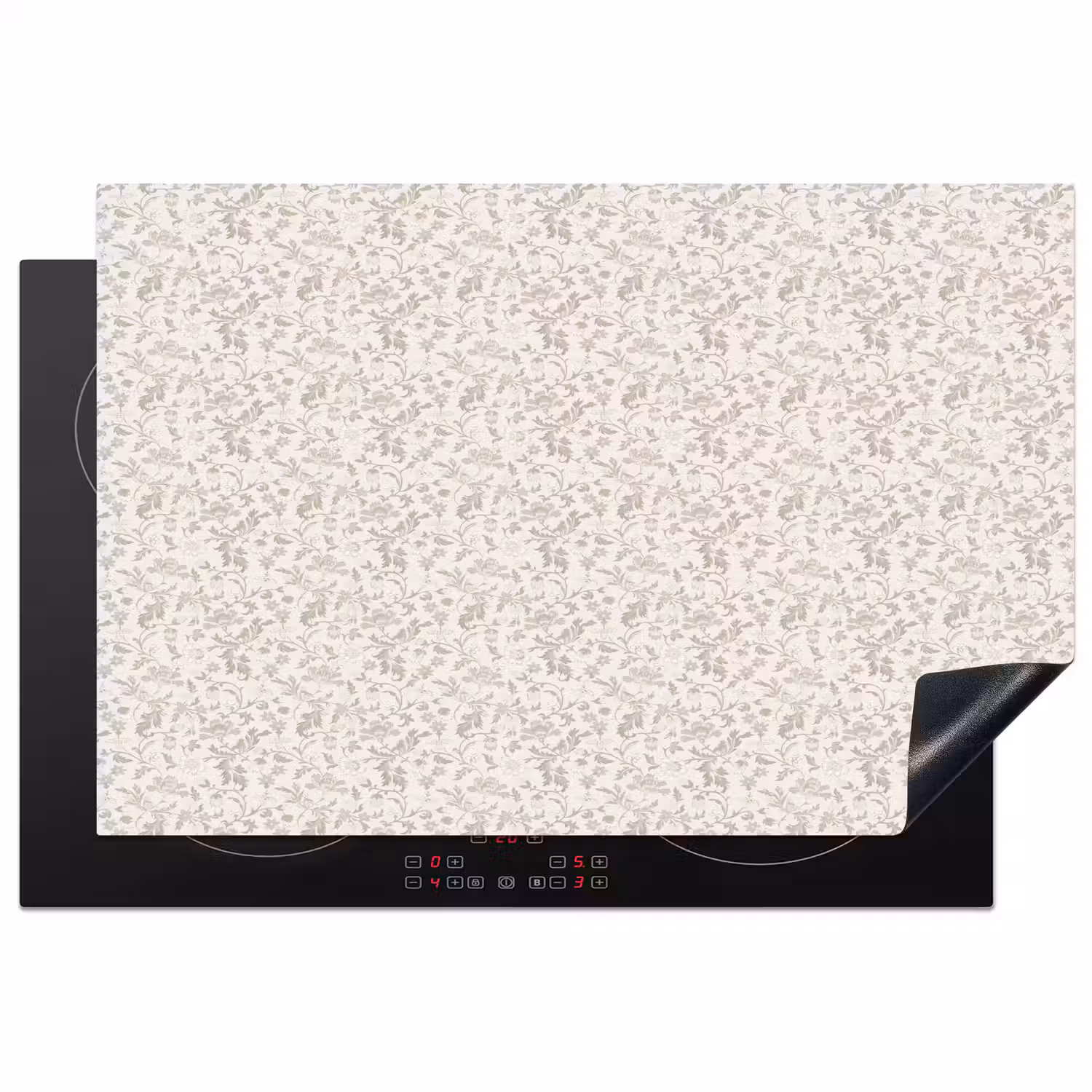 Bloemen - Patroon - Taupe Inductie beschermer vinyl 3mm klein 276 -3d