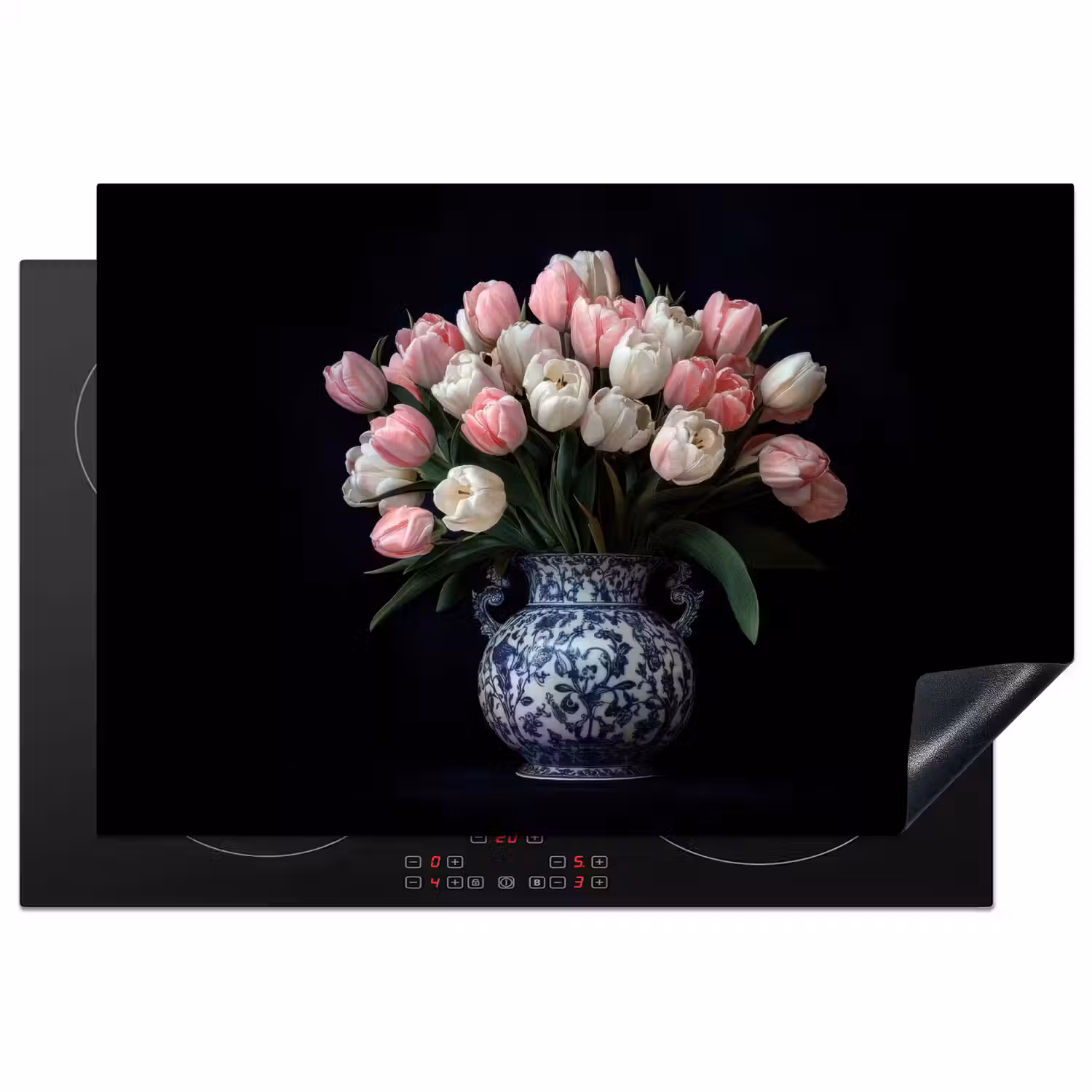 Bloemen - Roze - Tulpen - Vaas Inductie beschermer vinyl 3mm klein -3d