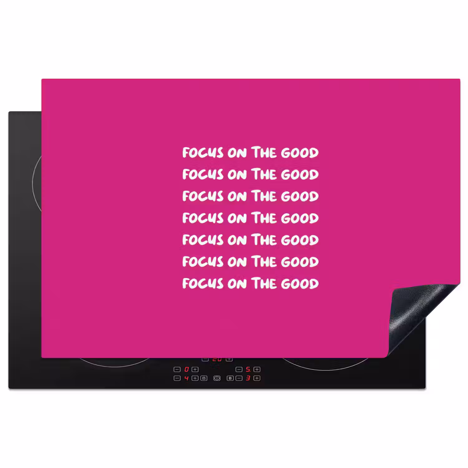 Focus on the good - Roze - wit Inductie beschermer vinyl 3mm klein -3d
