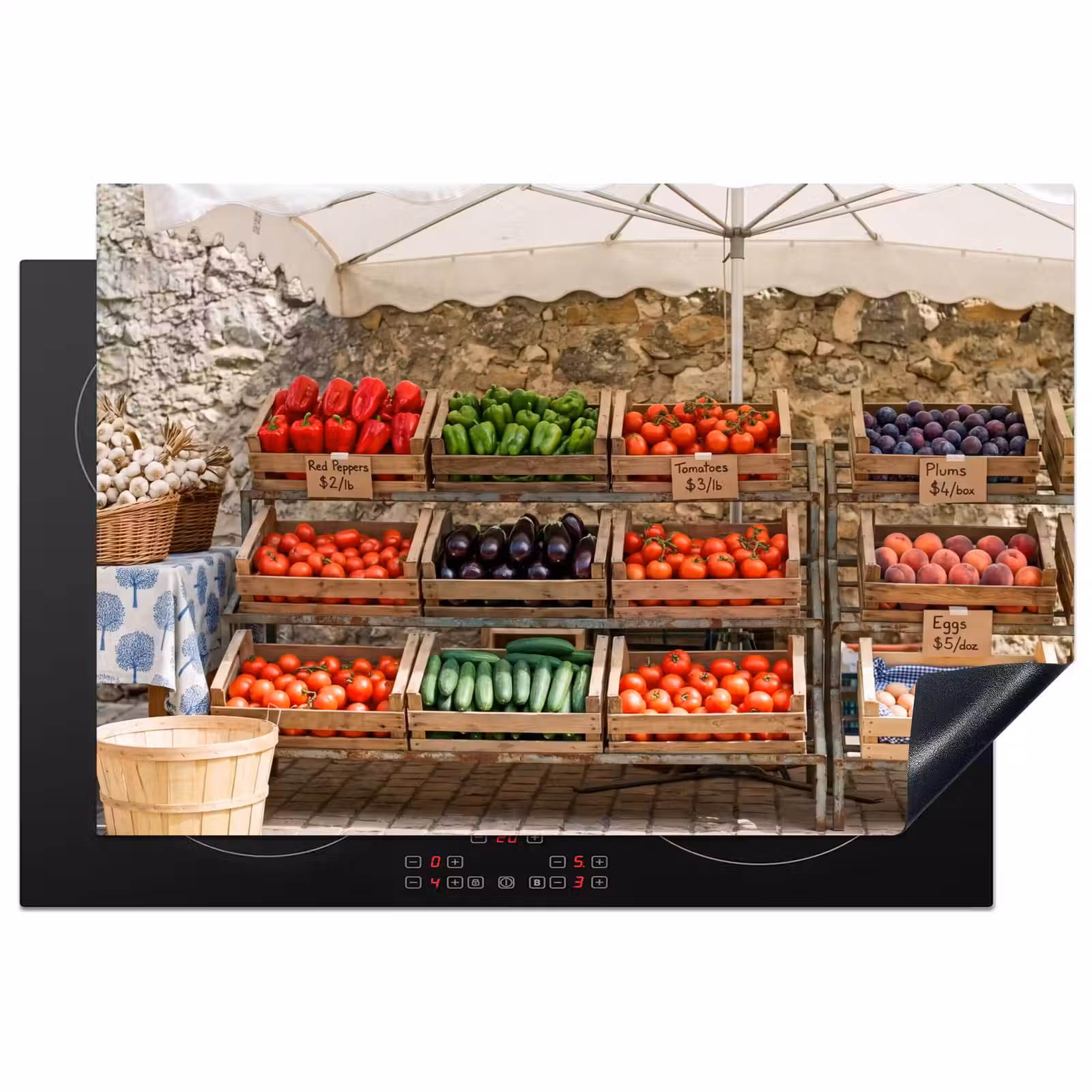 Induction Hob Cover - Food - Market - Fresh - Eten - Markt - Vers Inductie beschermer vinyl 3mm klein