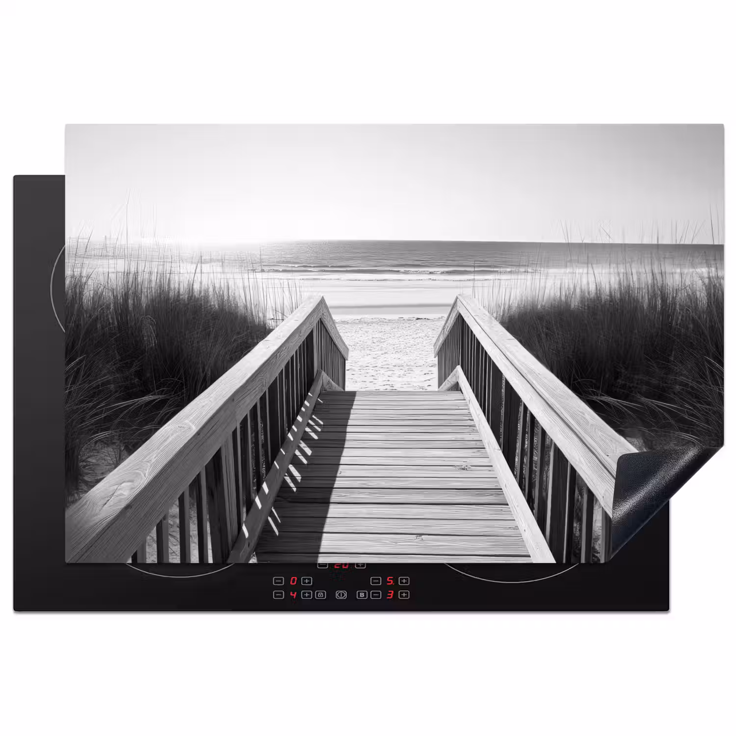 Loopbrug - Hout - Strand - Zee Inductie beschermer vinyl 3mm klein -3d