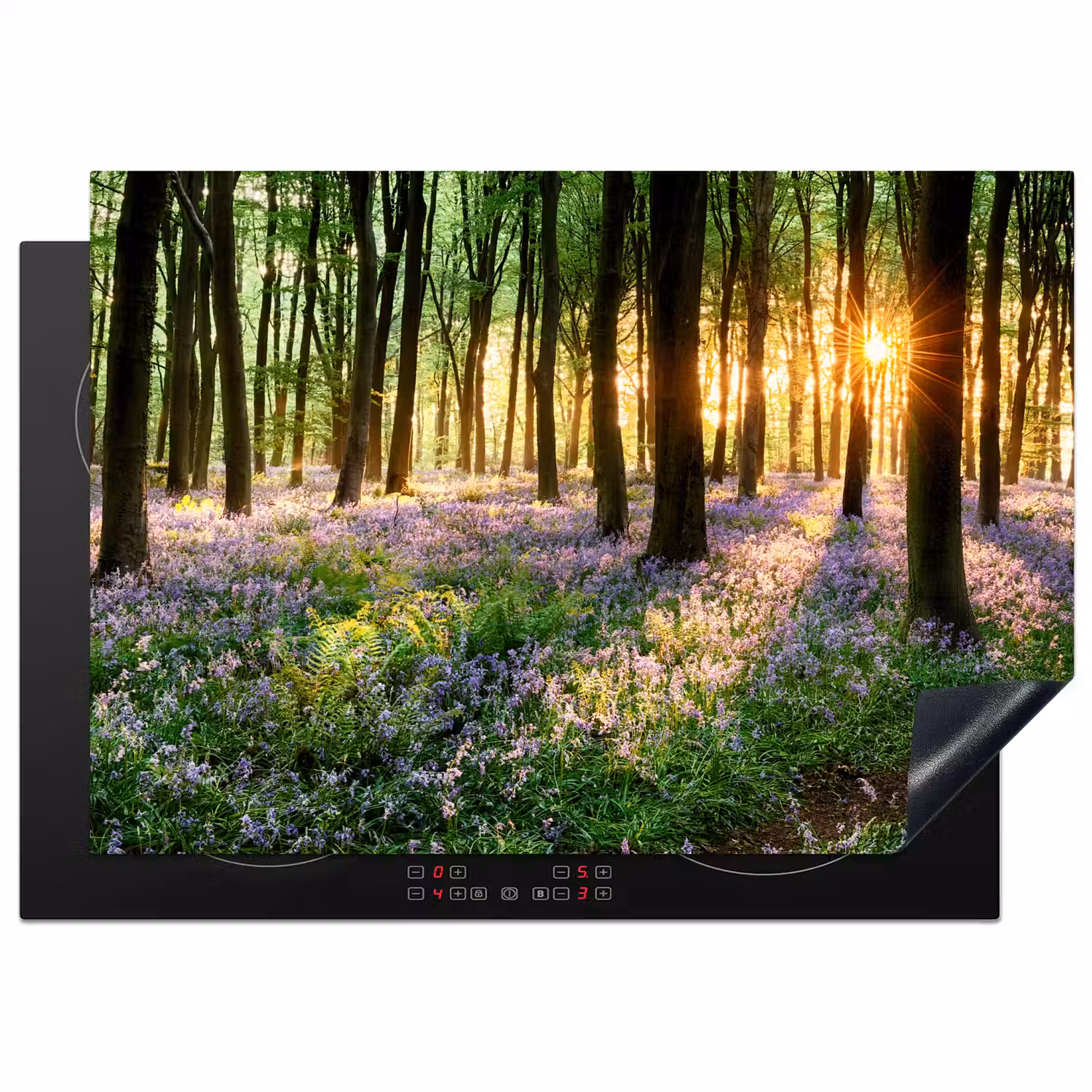 Bos - Bloemen - Lavendel - Zon - Paars - Natuur Inductie beschermer vinyl 3mm middel -3d