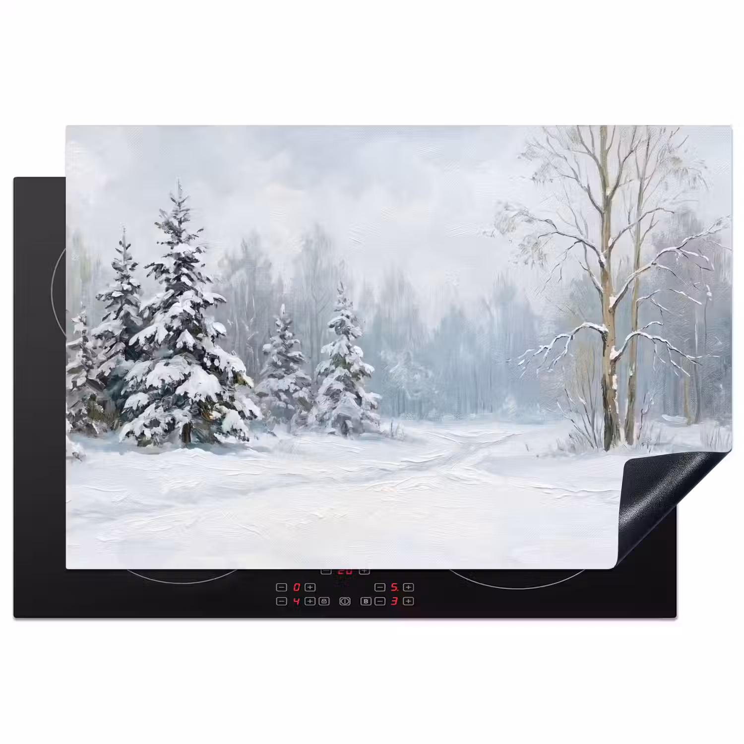 Bospad - Dennen - Sneeuw - Winter - Rustgevend Inductie beschermer vinyl 3mm klein -3d