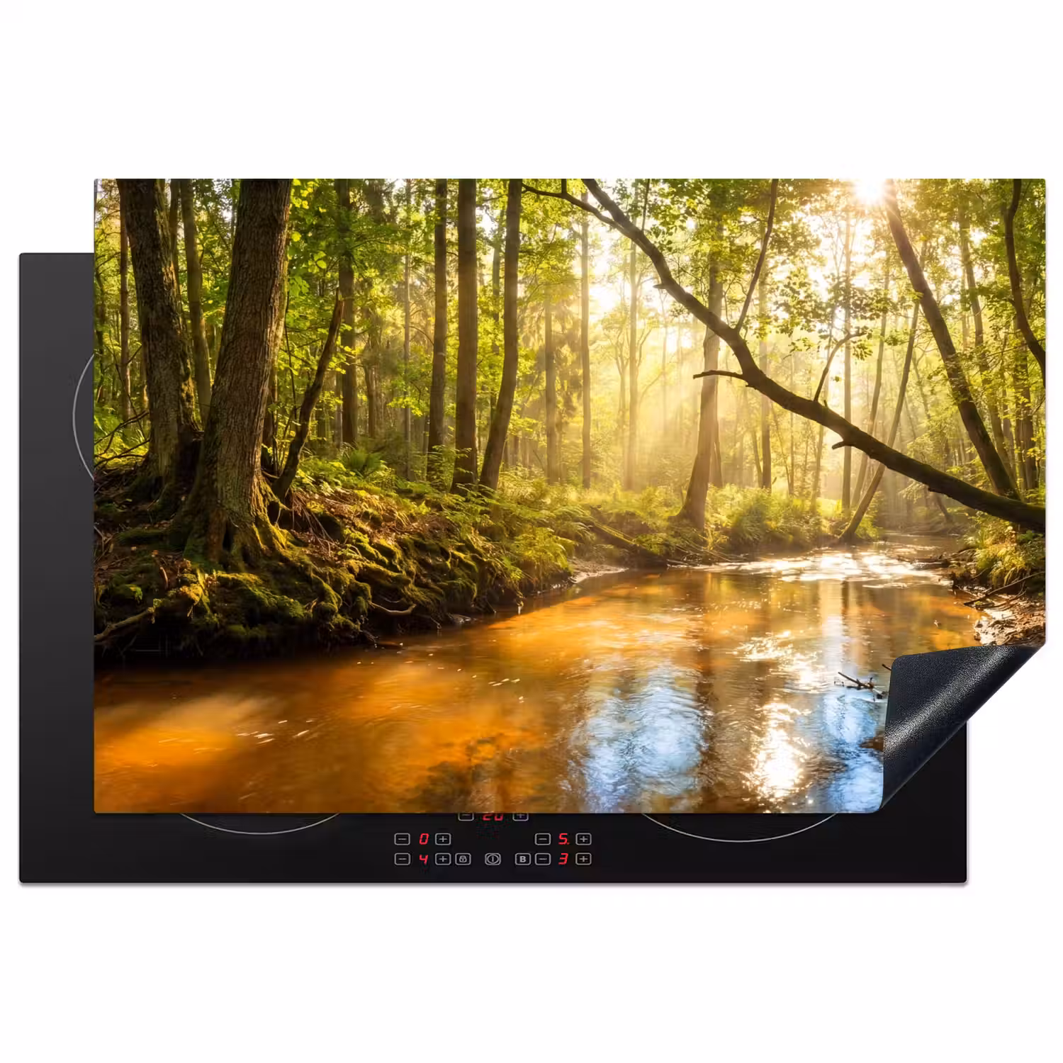 Bos - Beek - Zonlicht - Natuur - Groen Inductie beschermer vinyl 3mm klein -3d