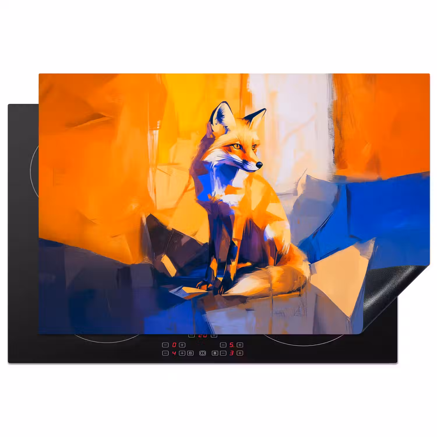 Vos - Oranje - Vormen - Abstract Inductie beschermer vinyl 3mm klein -3d