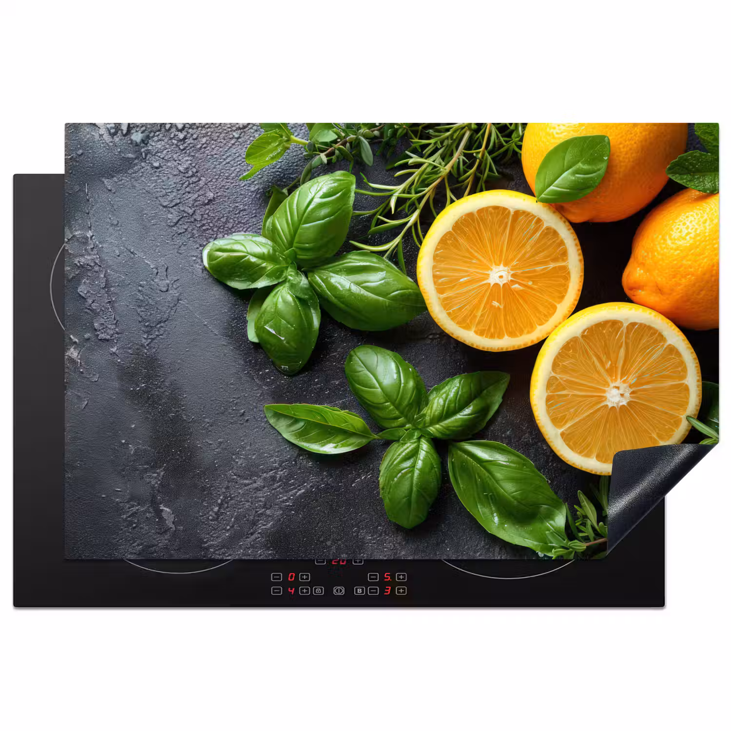 Fruit - Grijs - Beton - Sinaasappel - Planten Inductie beschermer vinyl 3mm klein -3d