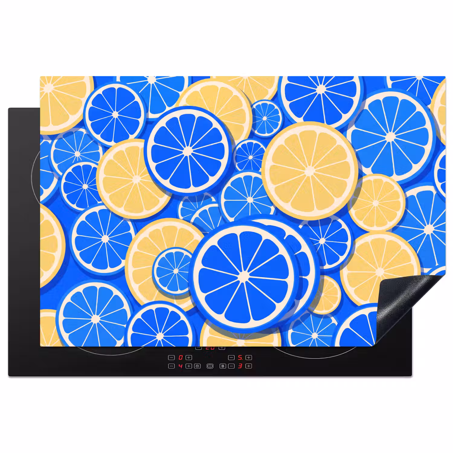 Fruit - Schijven - Patroon - Modern - Blauw - Geel Inductie beschermer vinyl 3mm klein -3d