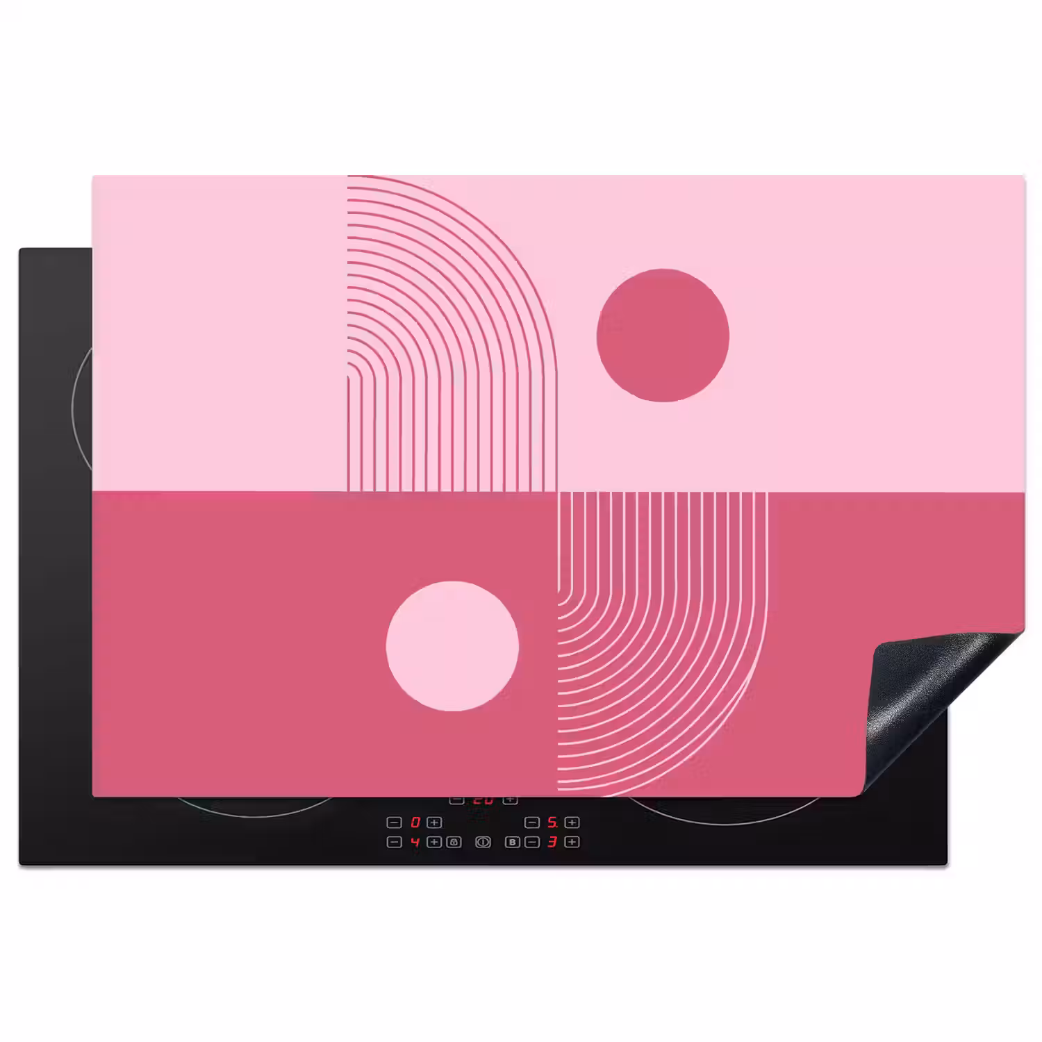 Geometrie - Patroon - Abstract - Roze - Modern Inductie beschermer vinyl 3mm klein -3d