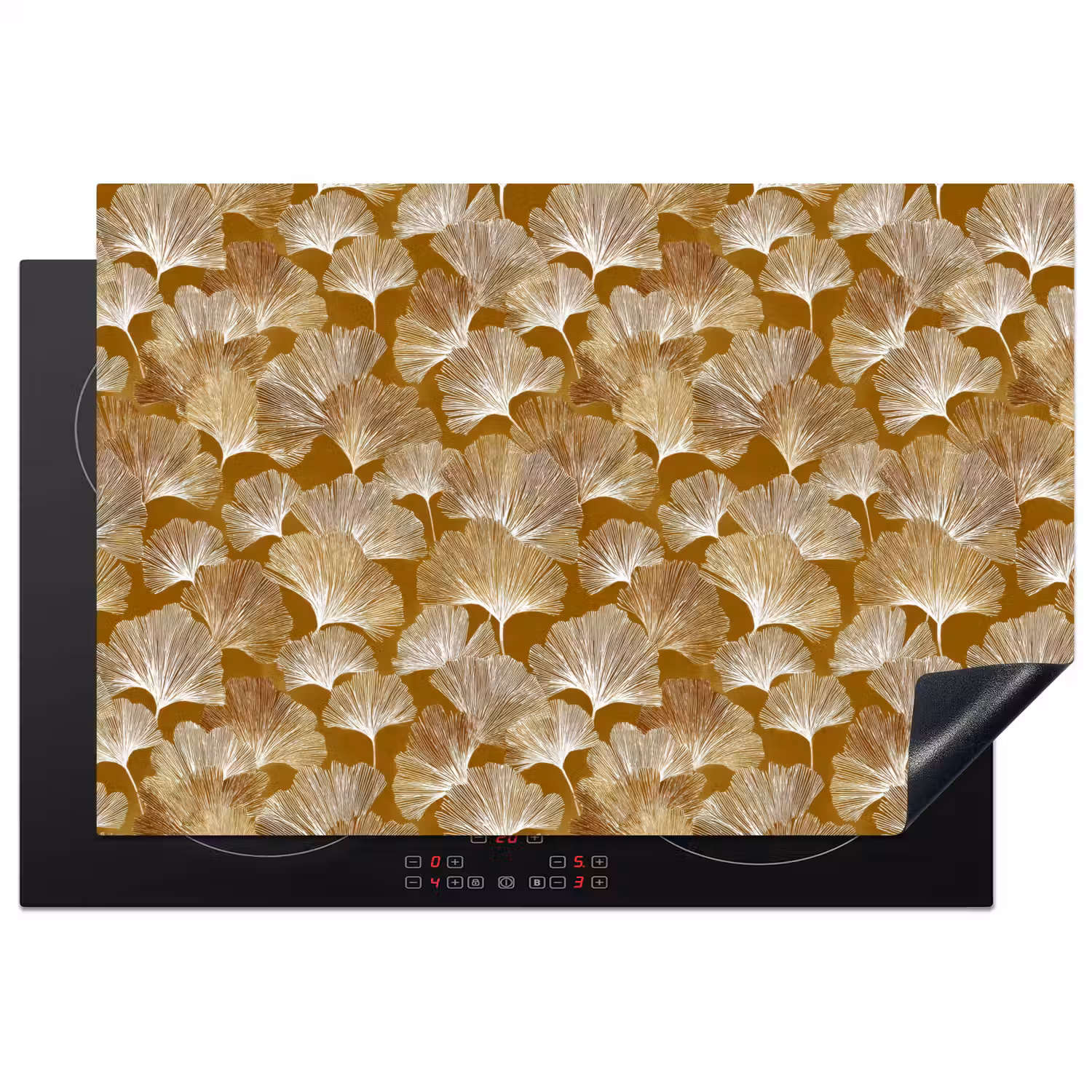 Ginkgo - Bladeren - Goud Inductie beschermer vinyl 3mm klein 276 -3d