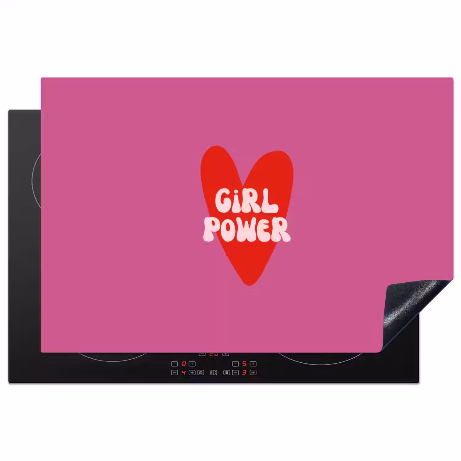 Girl power - Hart - Roze - Rood Inductie beschermer vinyl 3mm klein -3d