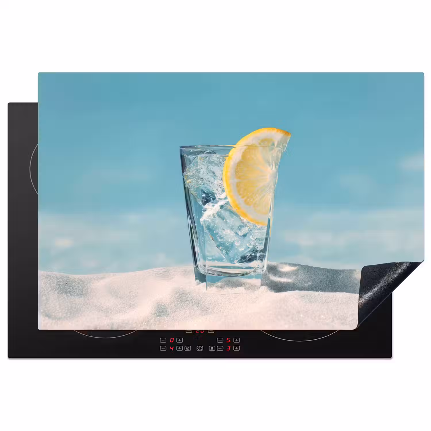 Glas - ijsblokjes - Citroen Inductie beschermer vinyl 3mm klein -3d