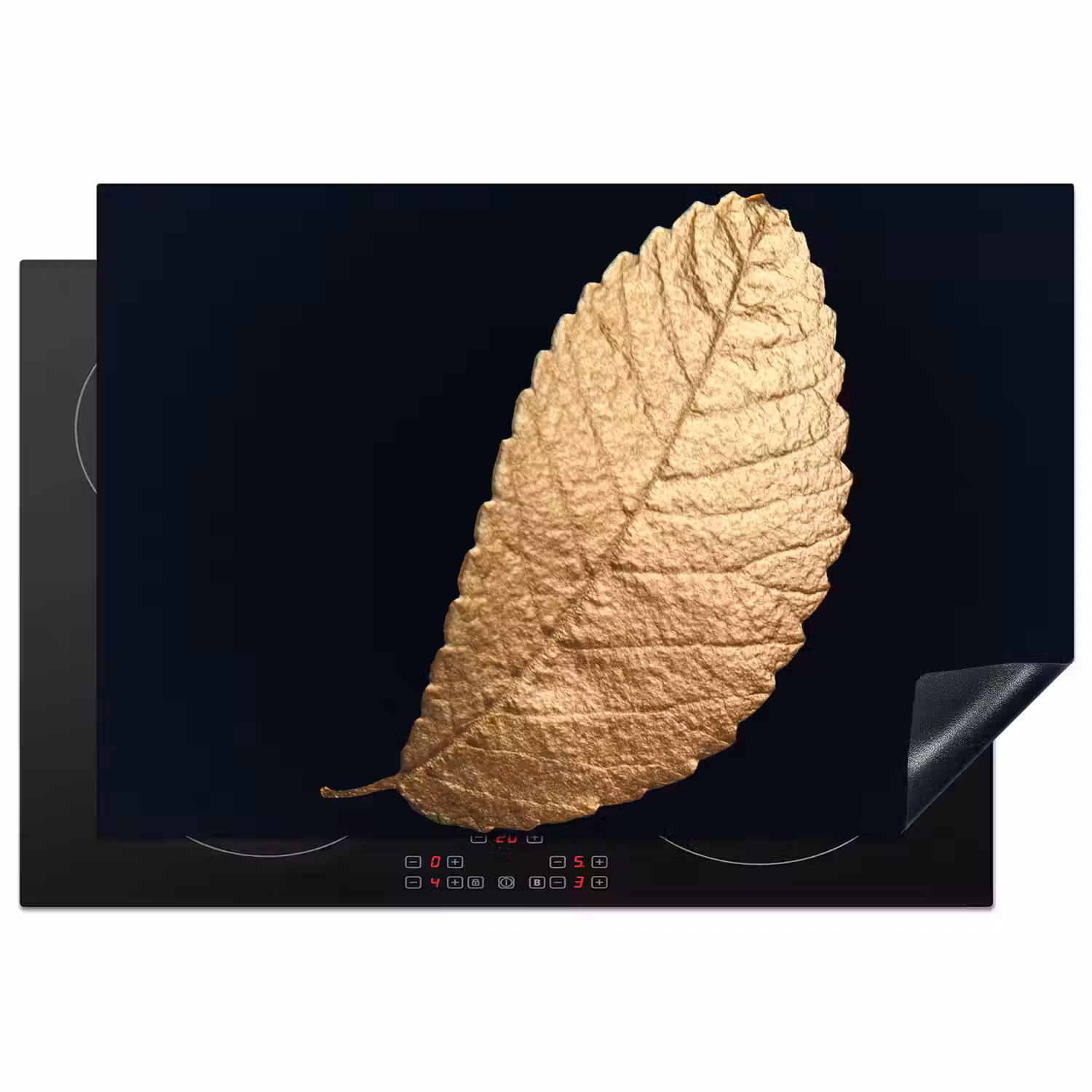 Goud - Bladeren - Zwart - Planten - Luxe - Natuur Inductie beschermer vinyl 3mm klein -3d