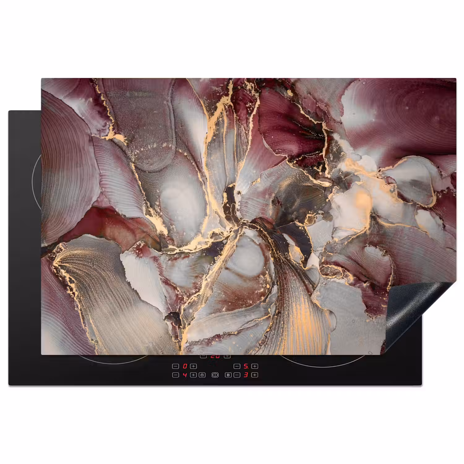 Goud - Marmer - Paars Inductie beschermer vinyl 3mm klein -3d