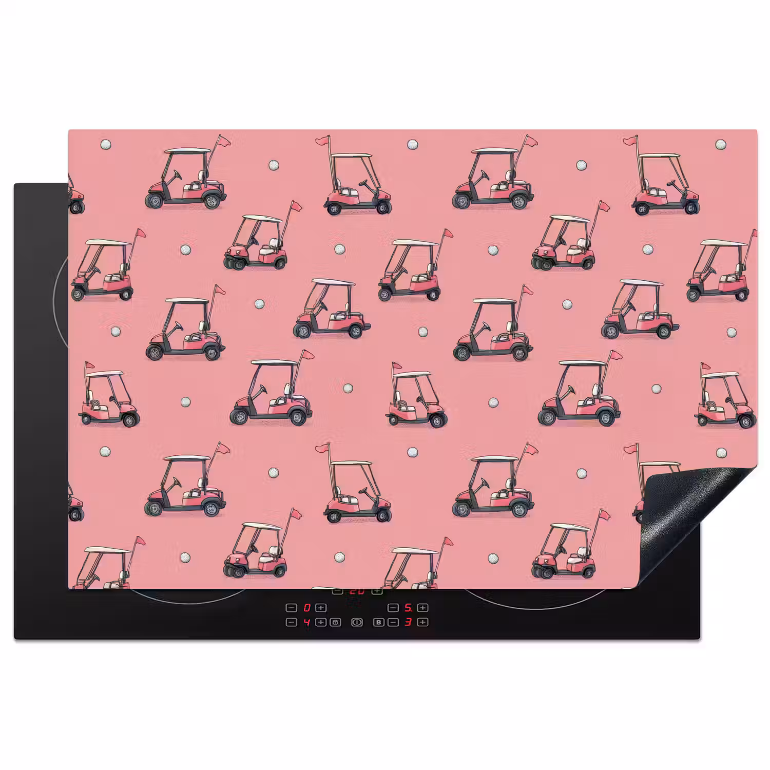 Golfkar - Retro - Roze Inductie beschermer vinyl 3mm klein 276 -3d