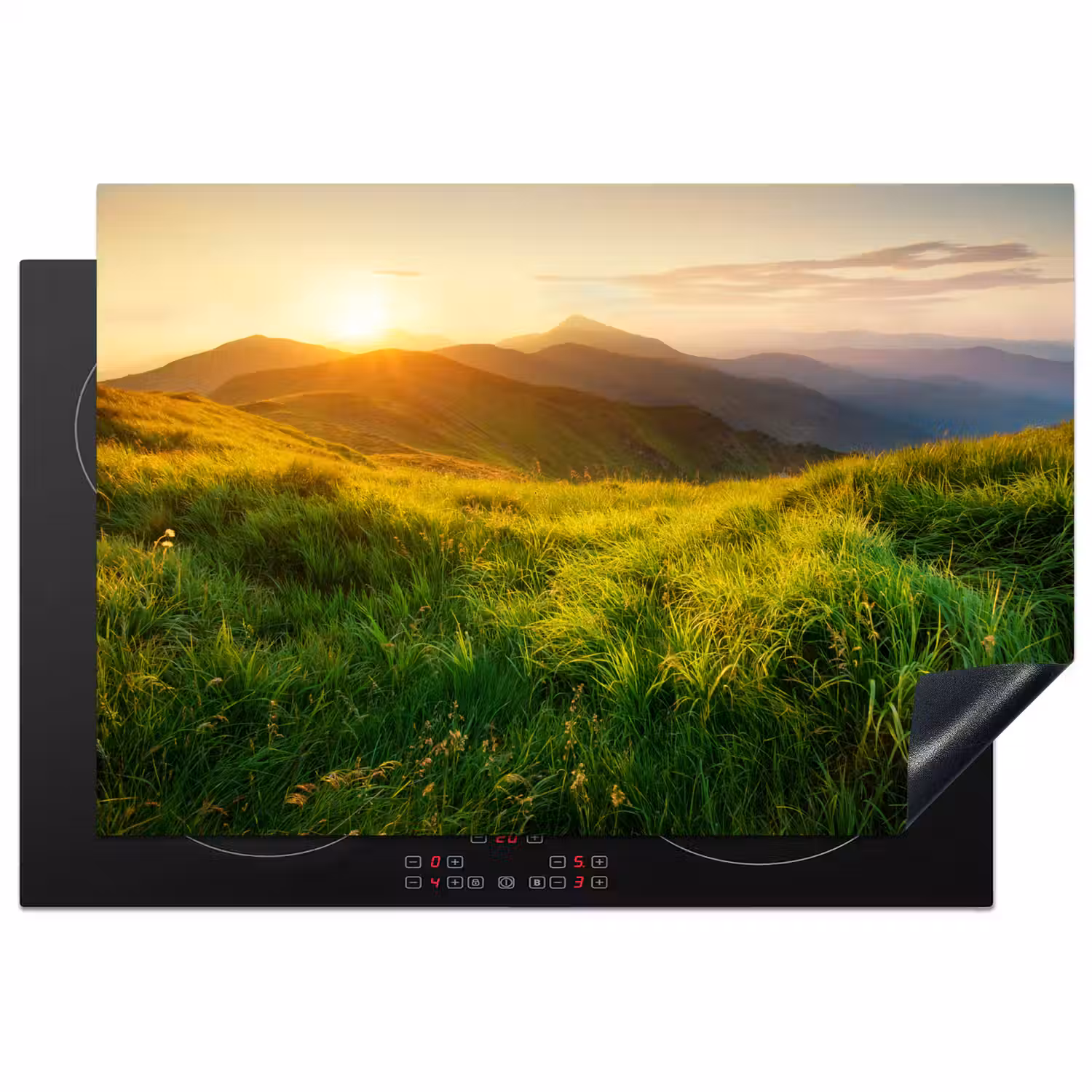 Gras - Heuvels - Zon - Natuur - Landschap Inductie beschermer vinyl 3mm klein -3d