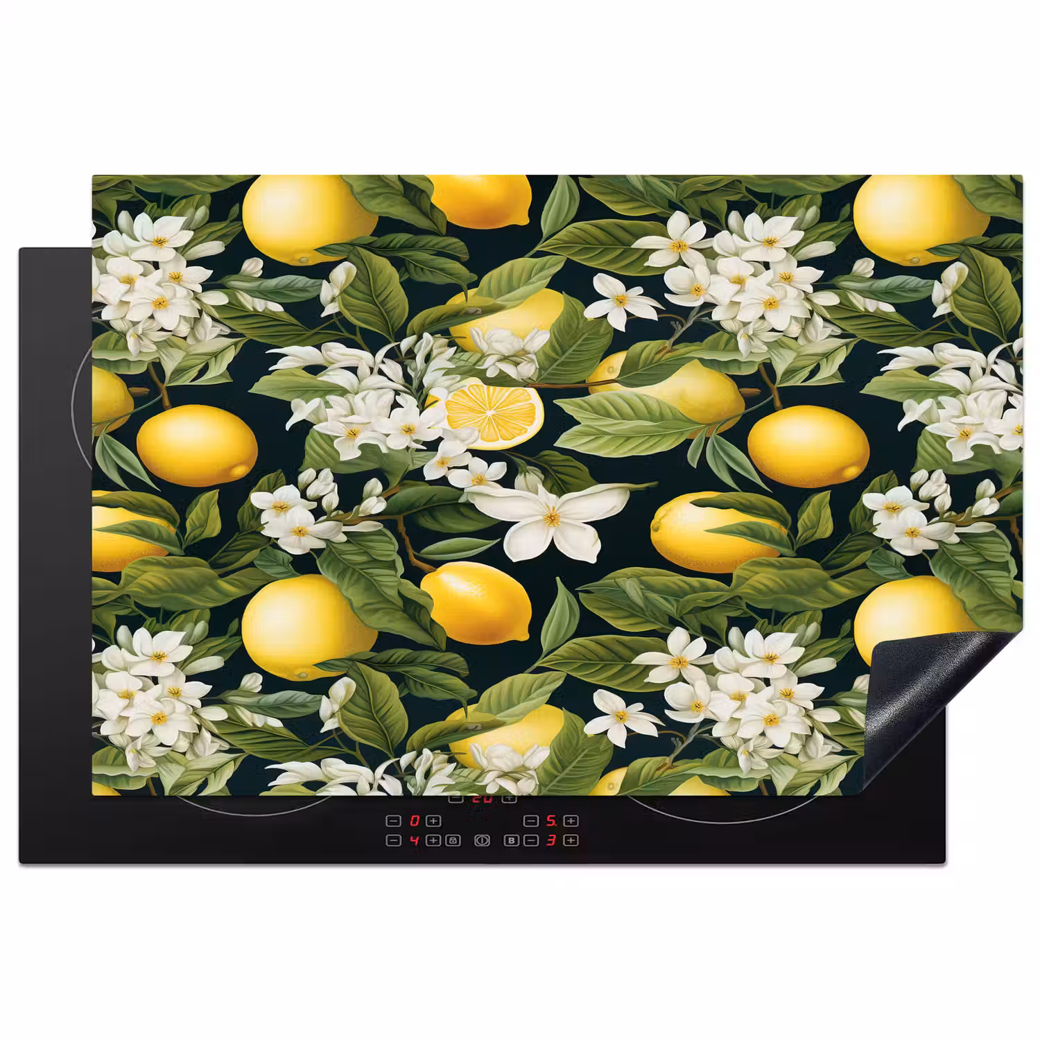 Hangende - Citroenen - Witte - Bloemetjes Inductie beschermer vinyl 3mm klein 276 -3d