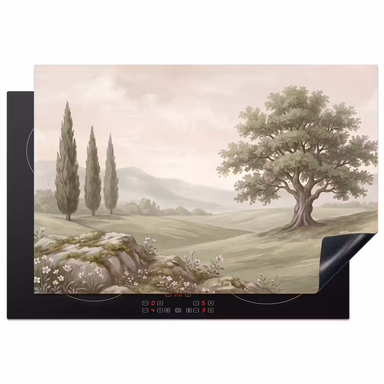 Heuvellandschap - Bomen - Natuur - Groen Inductie beschermer vinyl 3mm klein -3d