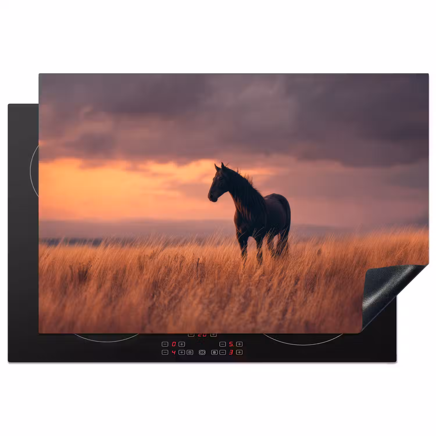 Paard - Wolken - Open veld Inductie beschermer vinyl 3mm klein -3d