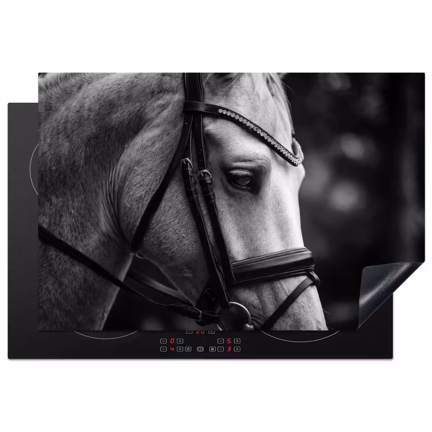 Paard - Schimmel - Portret Inductie beschermer vinyl 3mm klein -3d