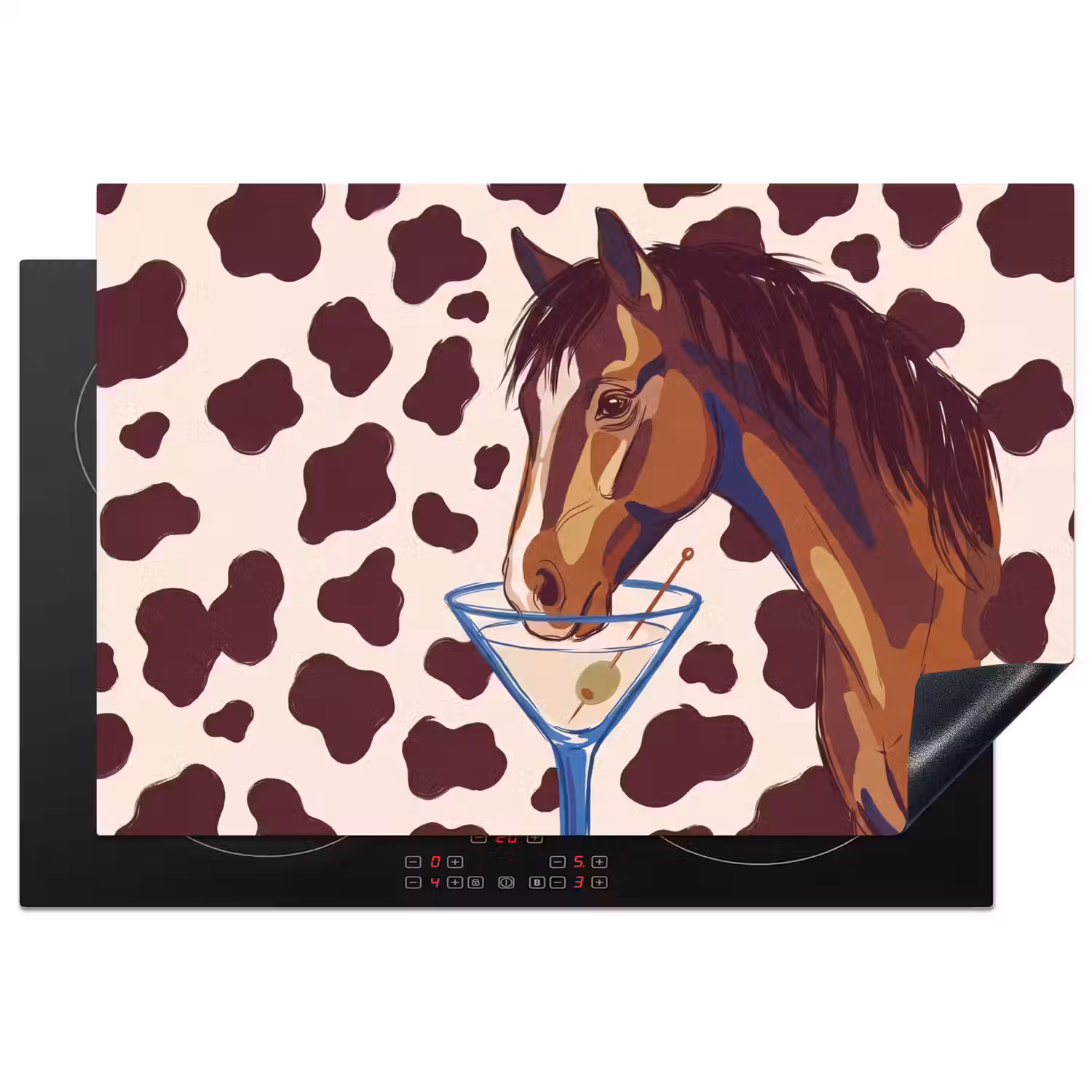 Paard - Martini - Dieren - Abstract - Bruin Inductie beschermer vinyl 3mm klein -3d