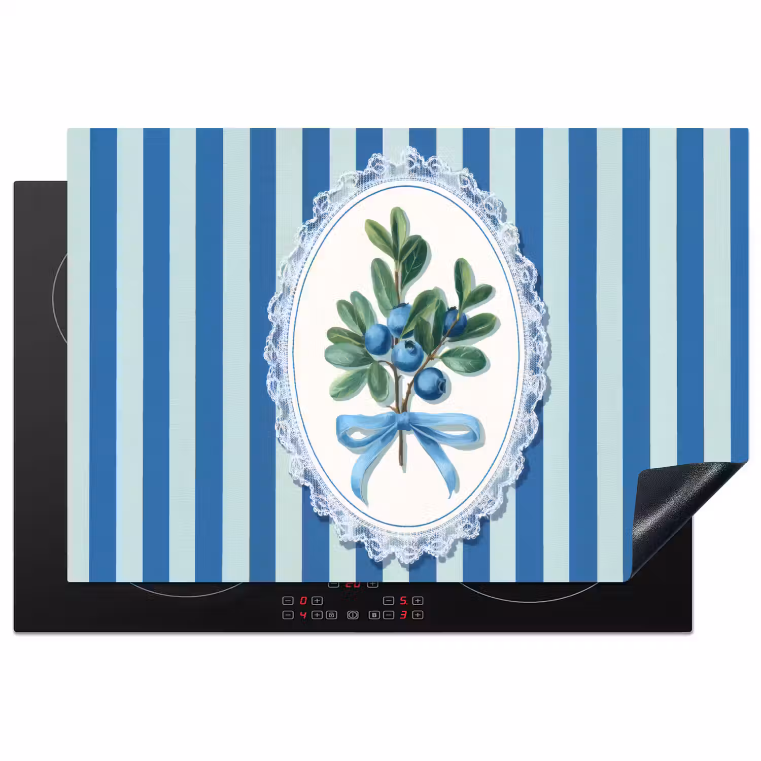 Illustratie - Bessen - Blauw - Strepen Inductie beschermer vinyl 3mm klein -3d