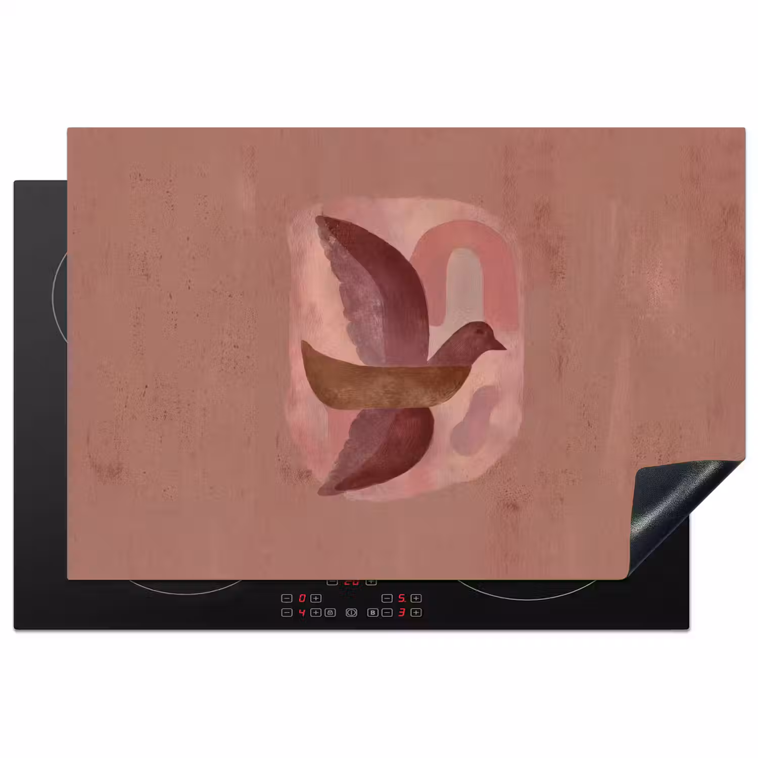 Illustratie - Vogels - Abstract - Roze Inductie beschermer vinyl 3mm klein -3d
