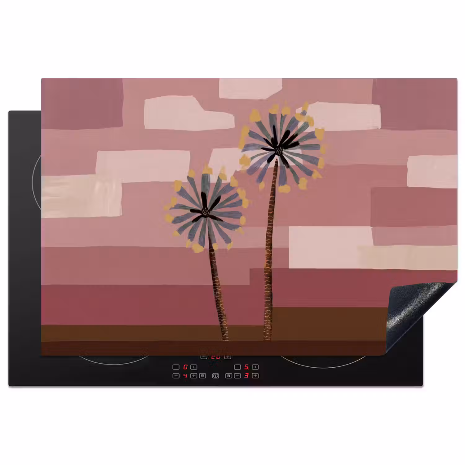 Illustratie - Bloemen - Vlakken - Abstract Inductie beschermer vinyl 3mm klein -3d