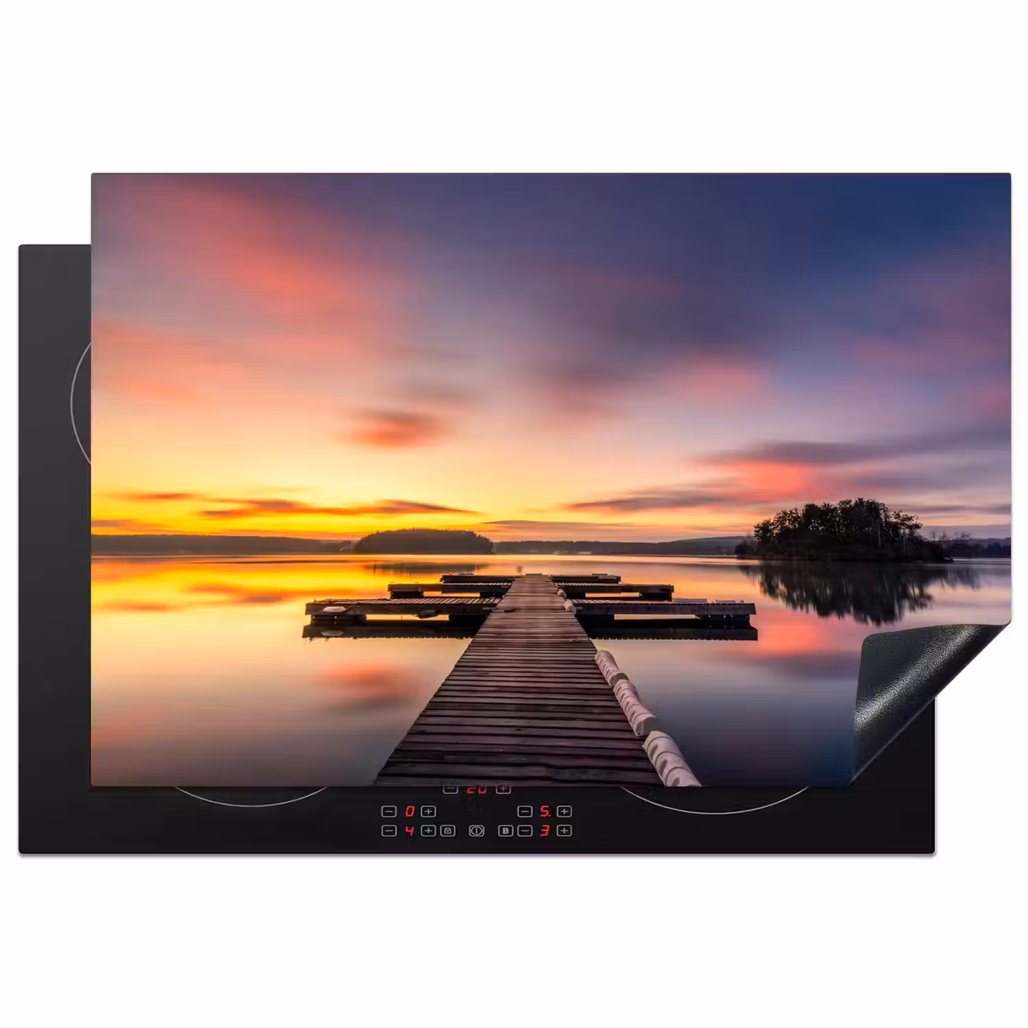Steiger - Zonsondergang - Water - Zee - Reflectie Inductie beschermer vinyl 3mm klein -3d