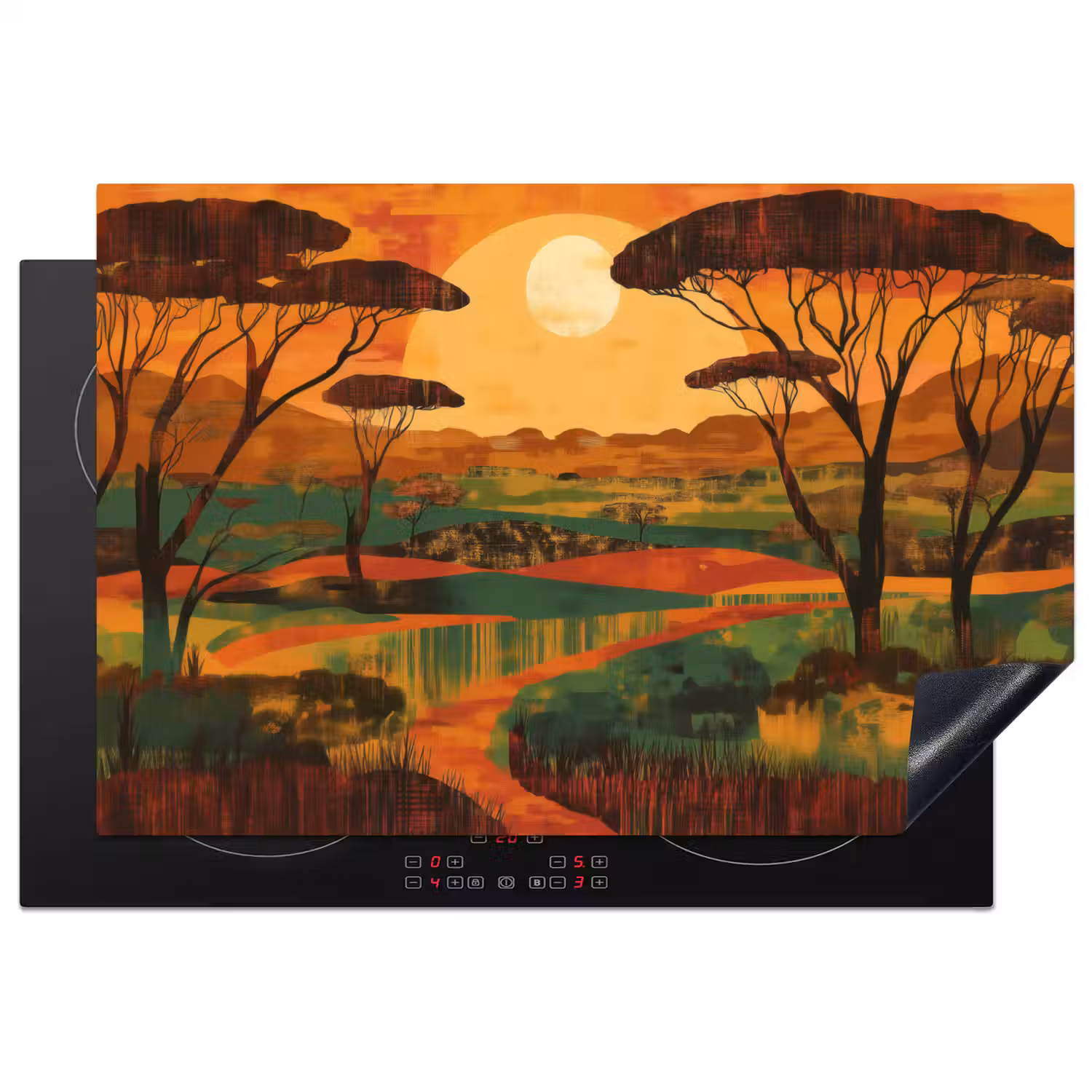 Landschap - Afrikaans - Zon Inductie beschermer vinyl 3mm klein -3d