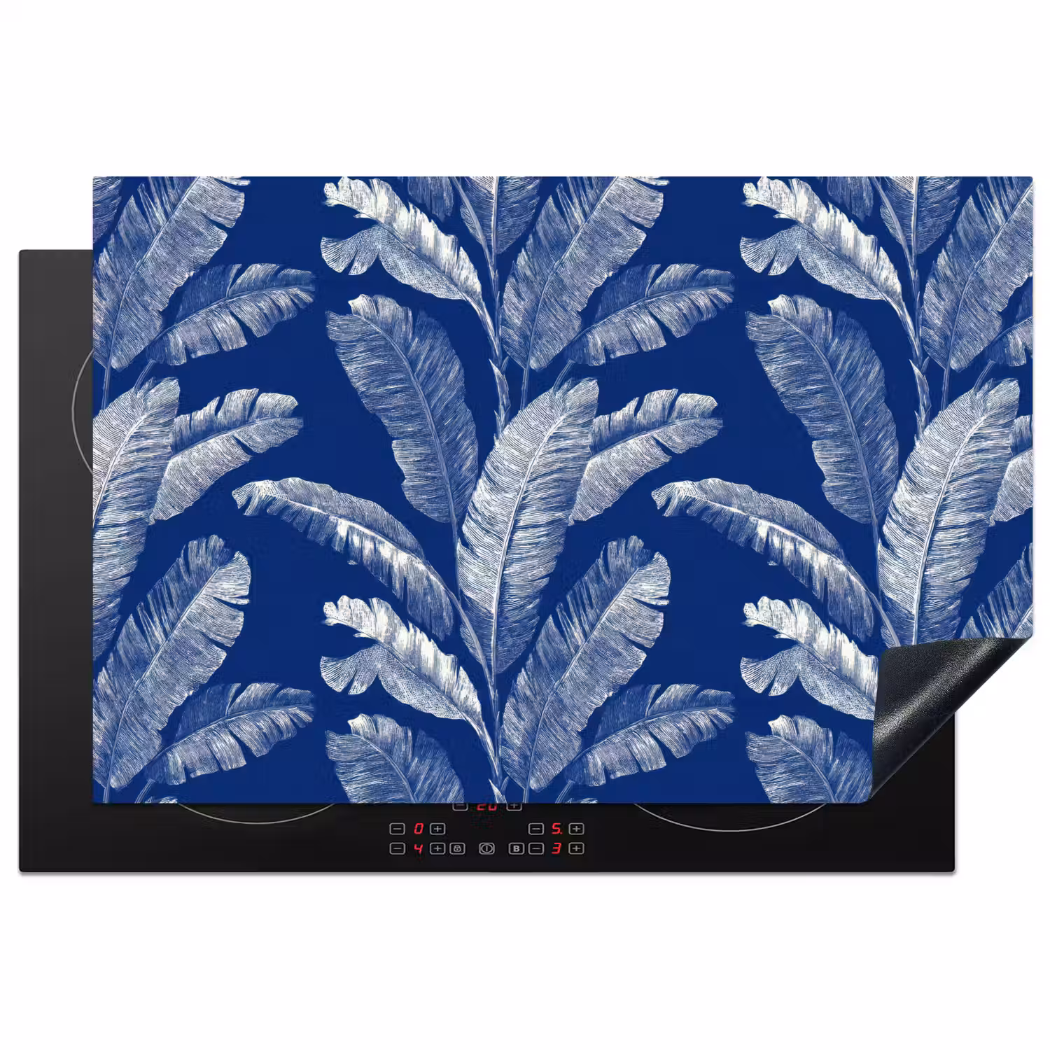 Blad - Palm - Blauw Inductie beschermer vinyl 3mm klein 276 -3d