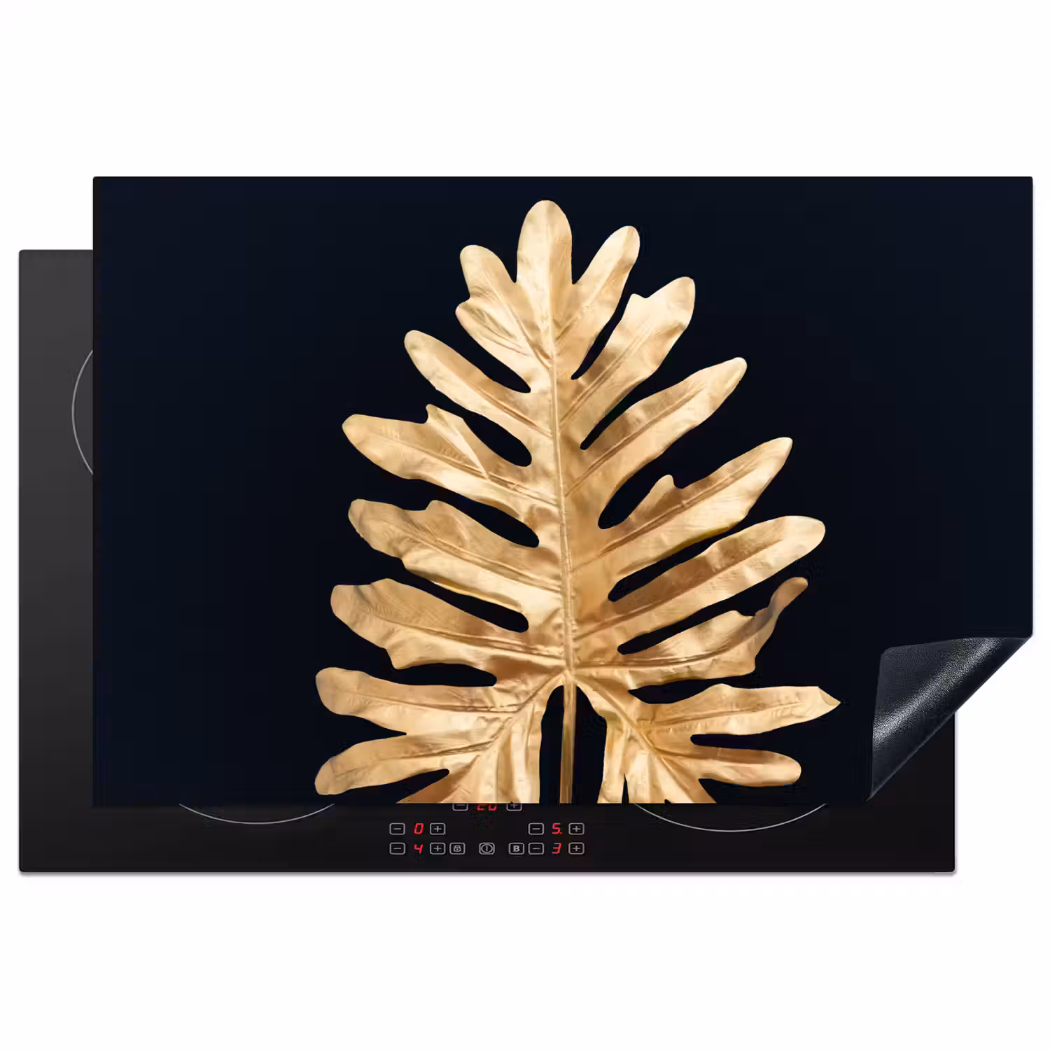 Bladeren - Herfst - Goud - Zwart - Natuur - Luxe Inductie beschermer vinyl 3mm klein -3d