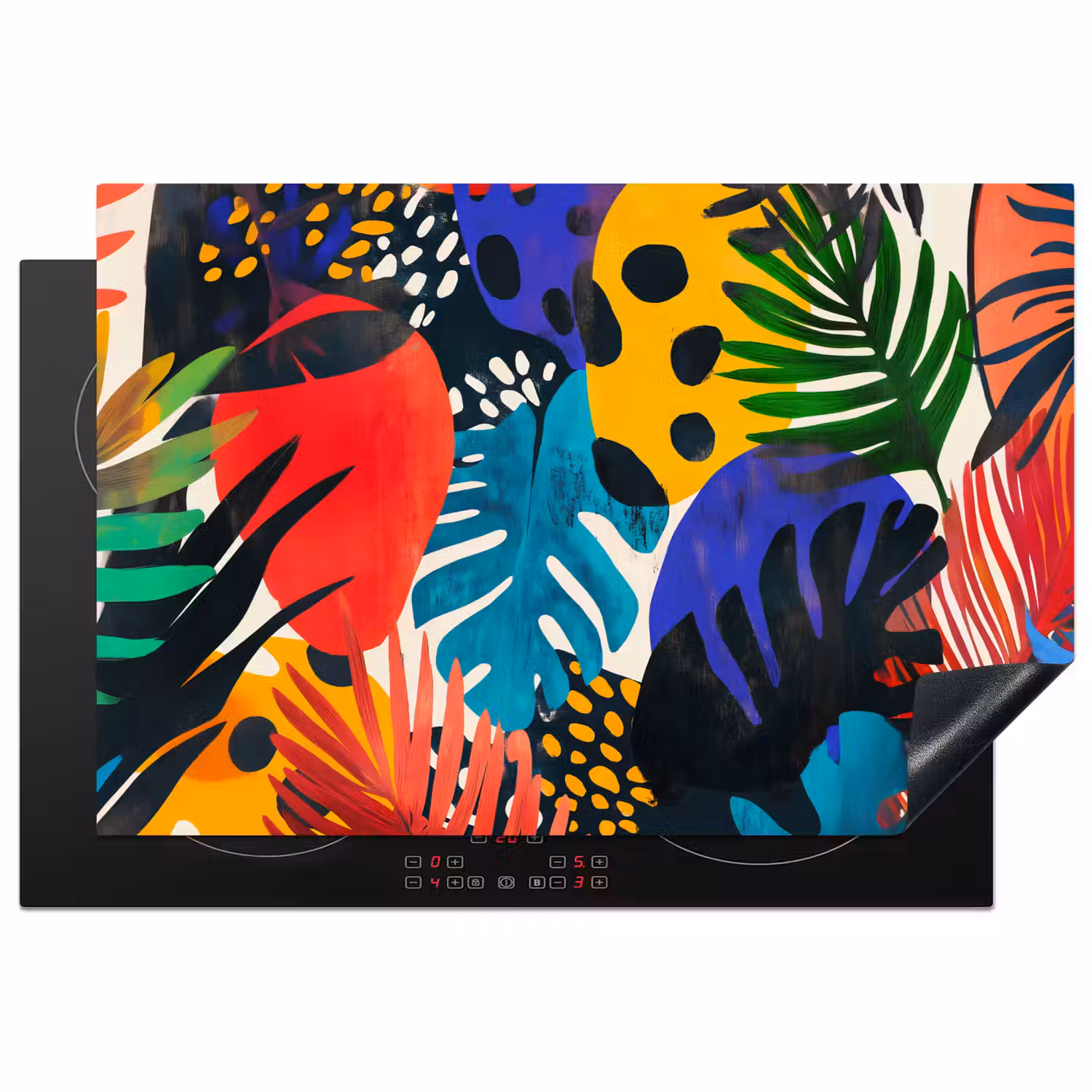 Bladeren - Vormen - Abstract - Kleurrijk Inductie beschermer vinyl 3mm klein -3d