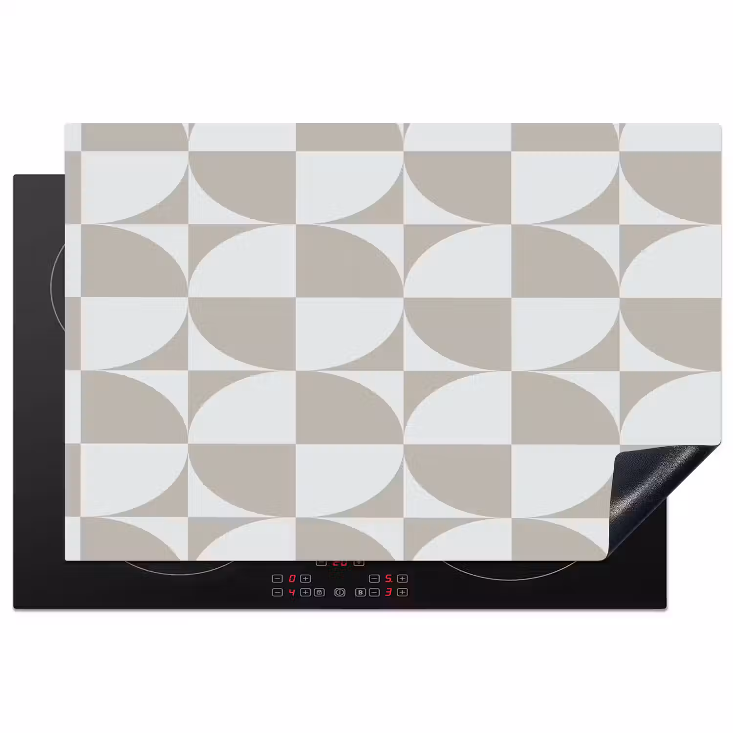 Lichtgrijs - Wit - Vierkant - Rond Inductie beschermer vinyl 3mm klein 276 -3d