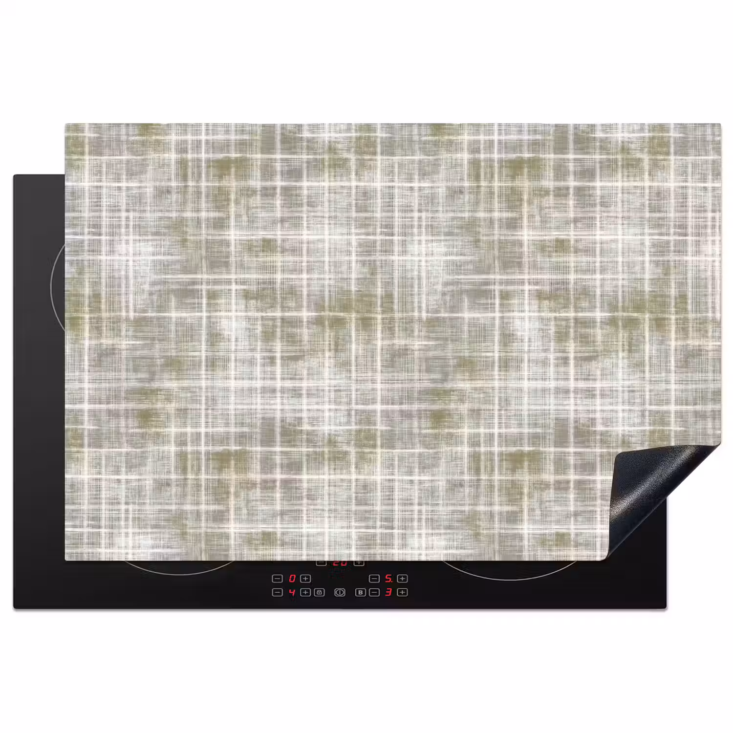 Linnen - Patroon - Groen Inductie beschermer vinyl 3mm klein 276 -3d