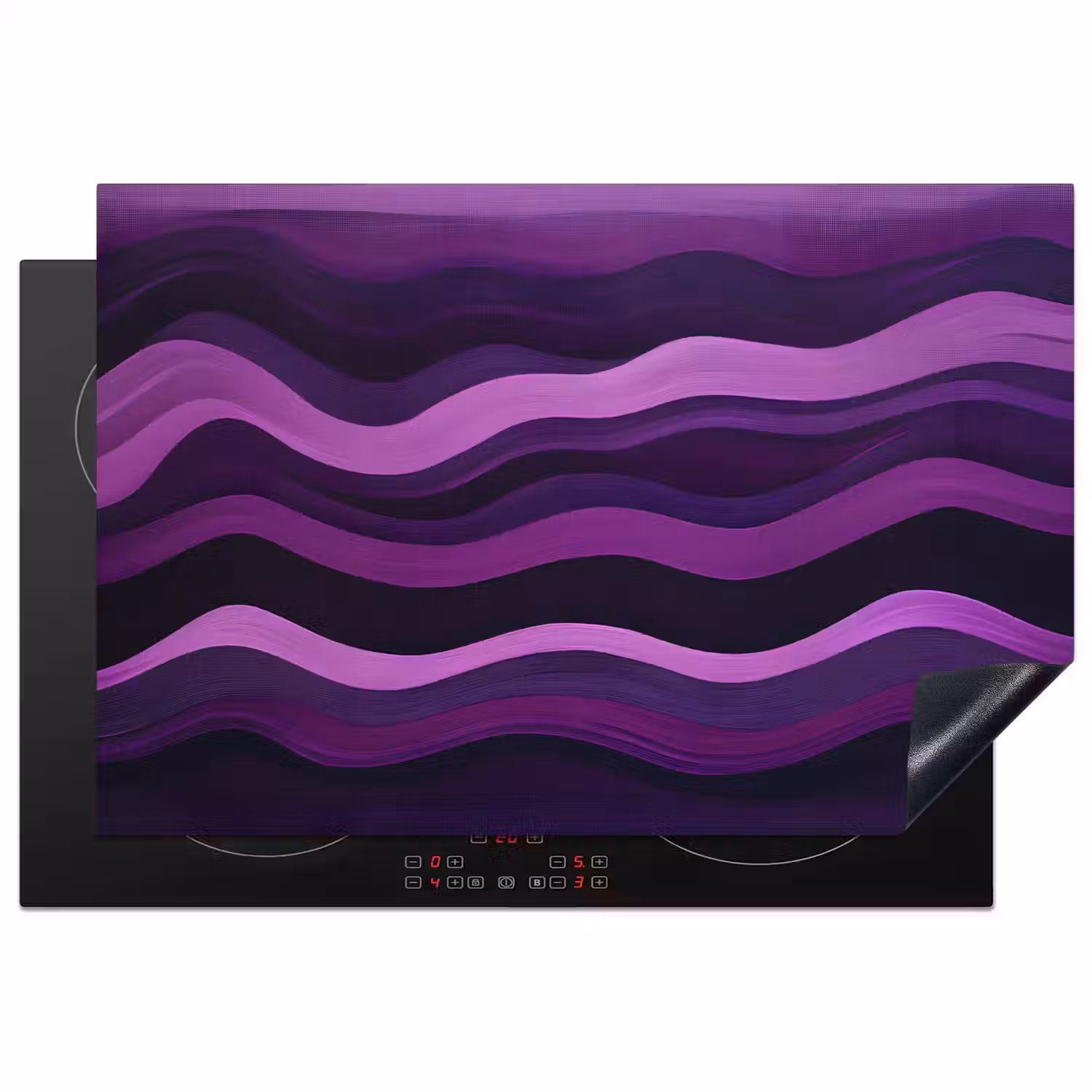 Lijnen - Golven - Paars - Abstract Inductie beschermer vinyl 3mm klein -3d
