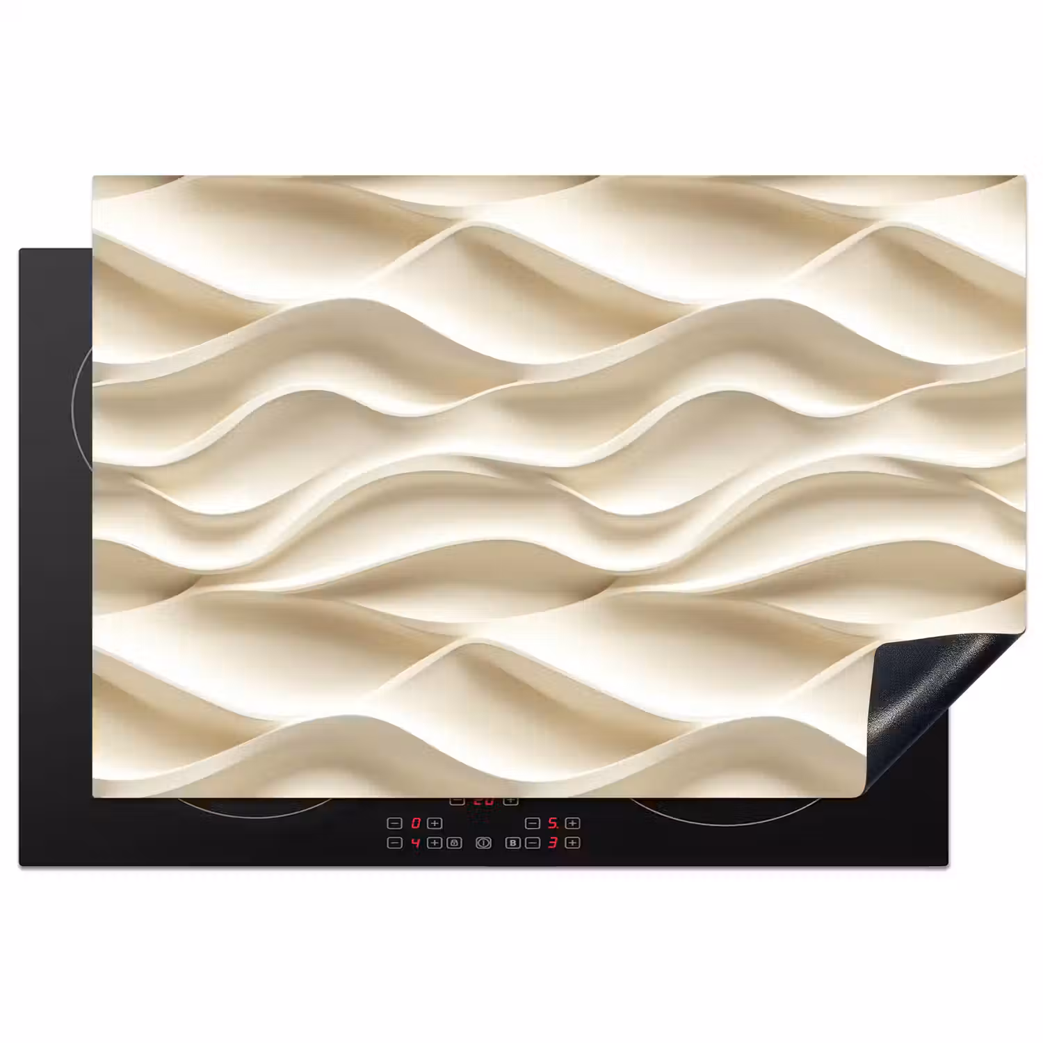 Lijnen - Golvend - Crème Inductie beschermer vinyl 3mm klein 276 -3d