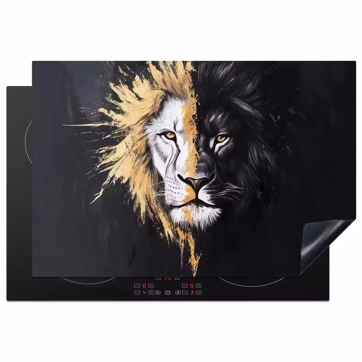 Leeuw - Gesplitst - Zwart - Lijn Inductie beschermer vinyl 3mm klein -3d