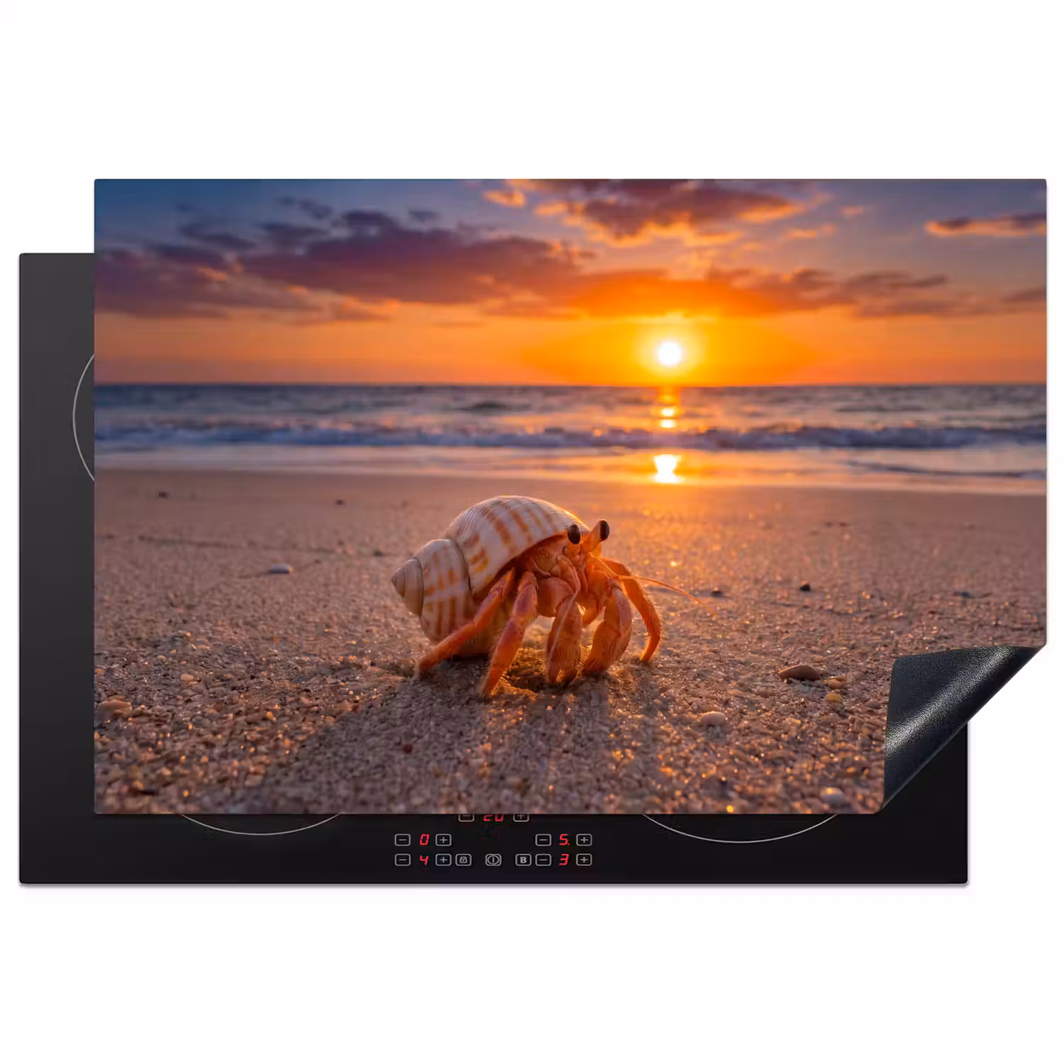 Kreeft - Strand - Natuur - Zonsondergang - Oranje Inductie beschermer vinyl 3mm klein -3d