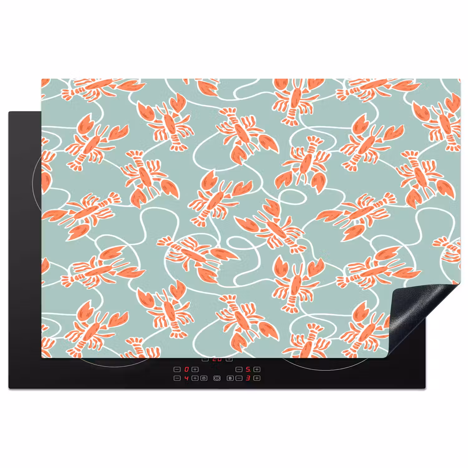 Zee - Kreeft - Groen - Oranje Inductie beschermer vinyl 3mm klein 276 -3d