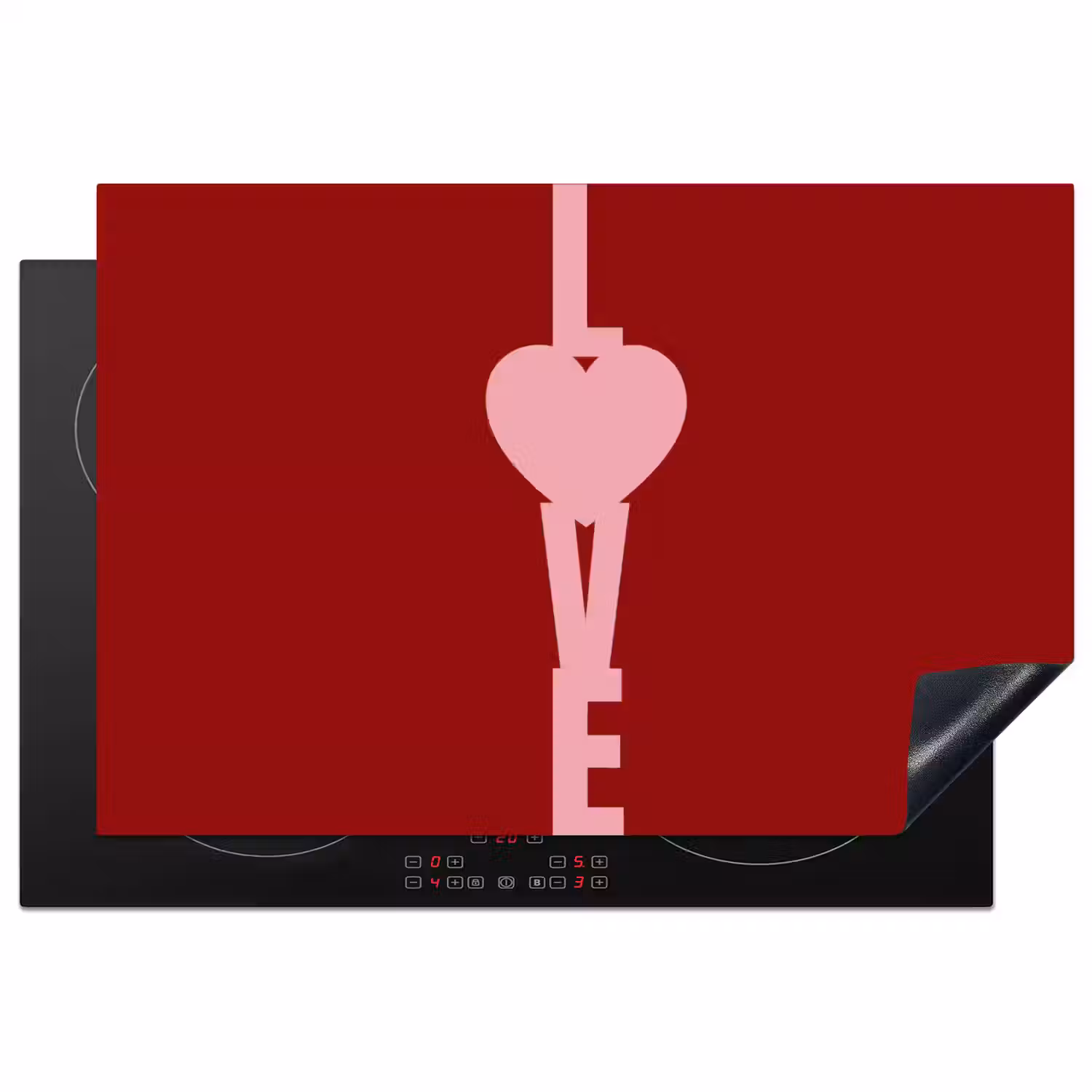 Love - Hart - Rood Inductie beschermer vinyl 3mm klein -3d