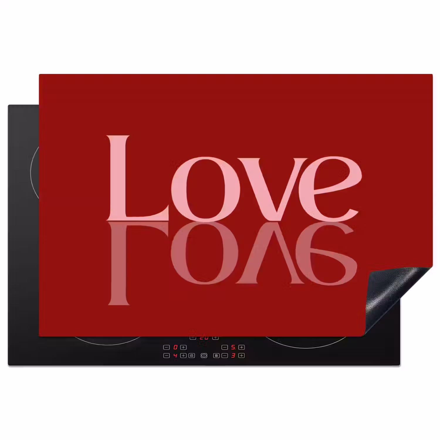 Love - Spiegeling - Rood Inductie beschermer vinyl 3mm klein -3d