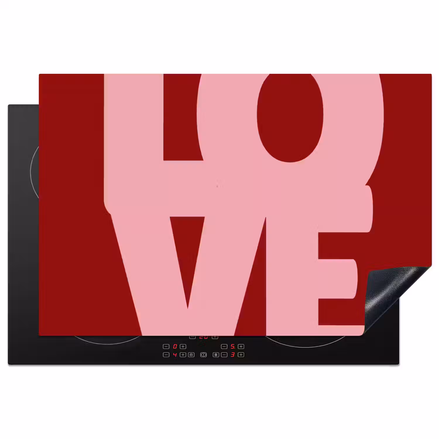 Love - Rood - Blokletters Inductie beschermer vinyl 3mm klein -3d