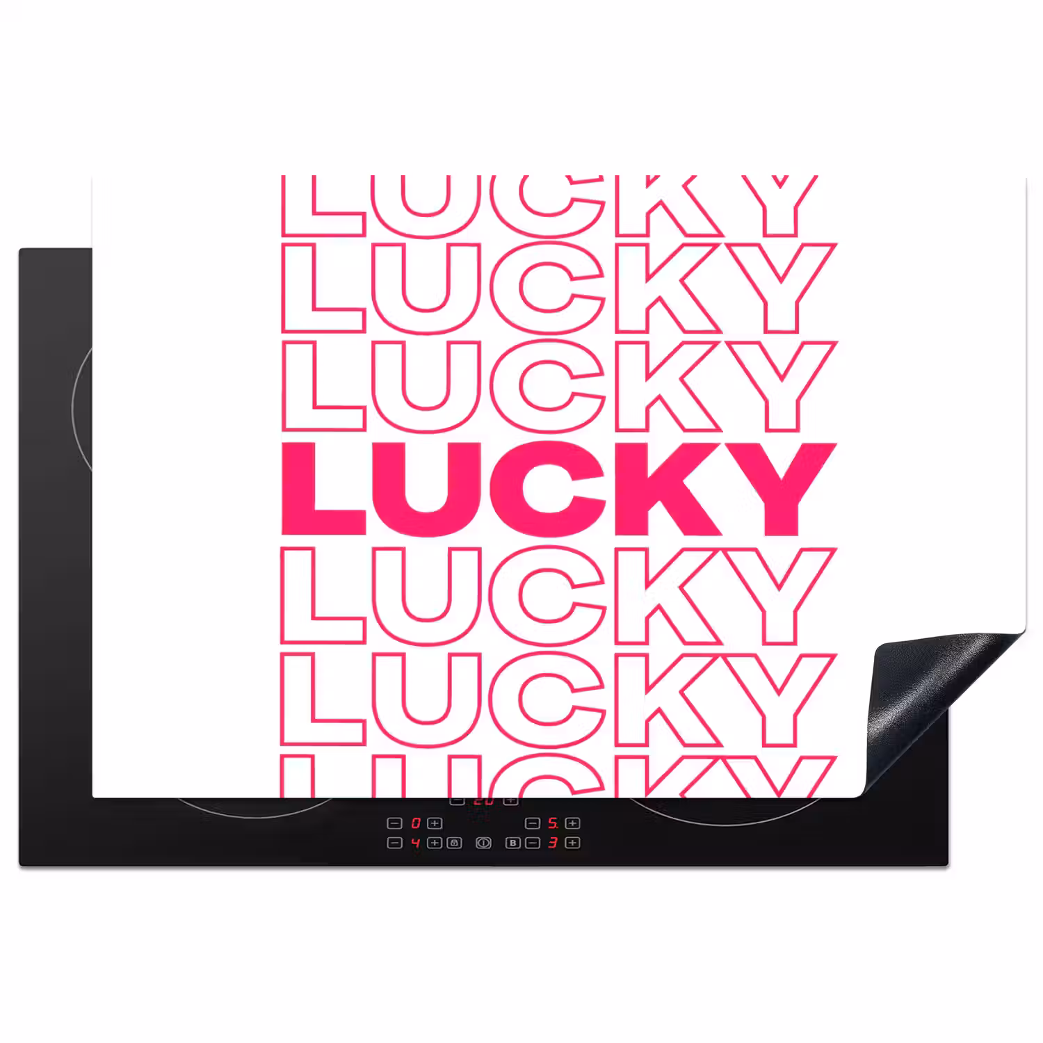 Lucky - Roze - Patroon Inductie beschermer vinyl 3mm klein -3d