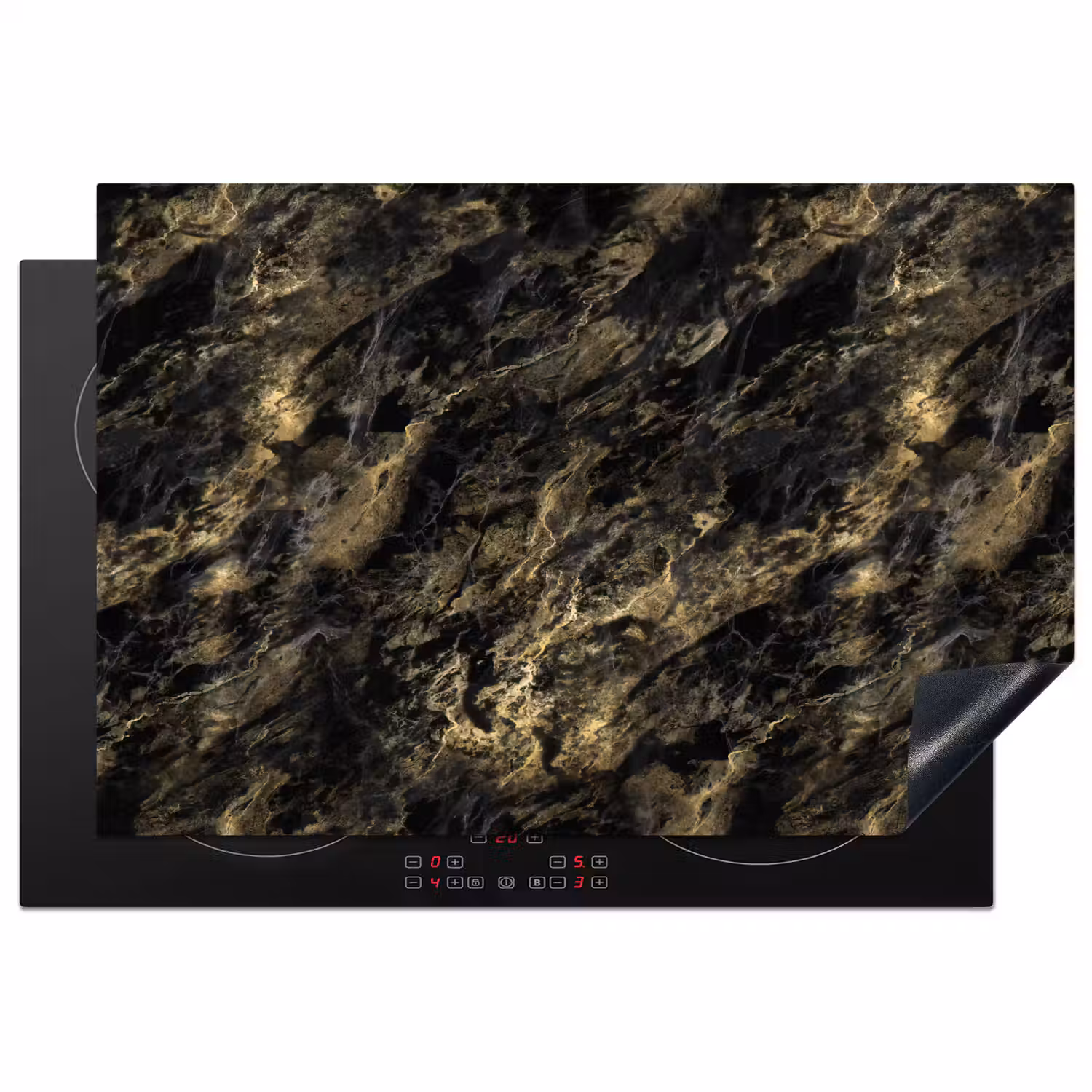 Marmer - Zwart - Goud Inductie beschermer vinyl 3mm klein 276 -3d